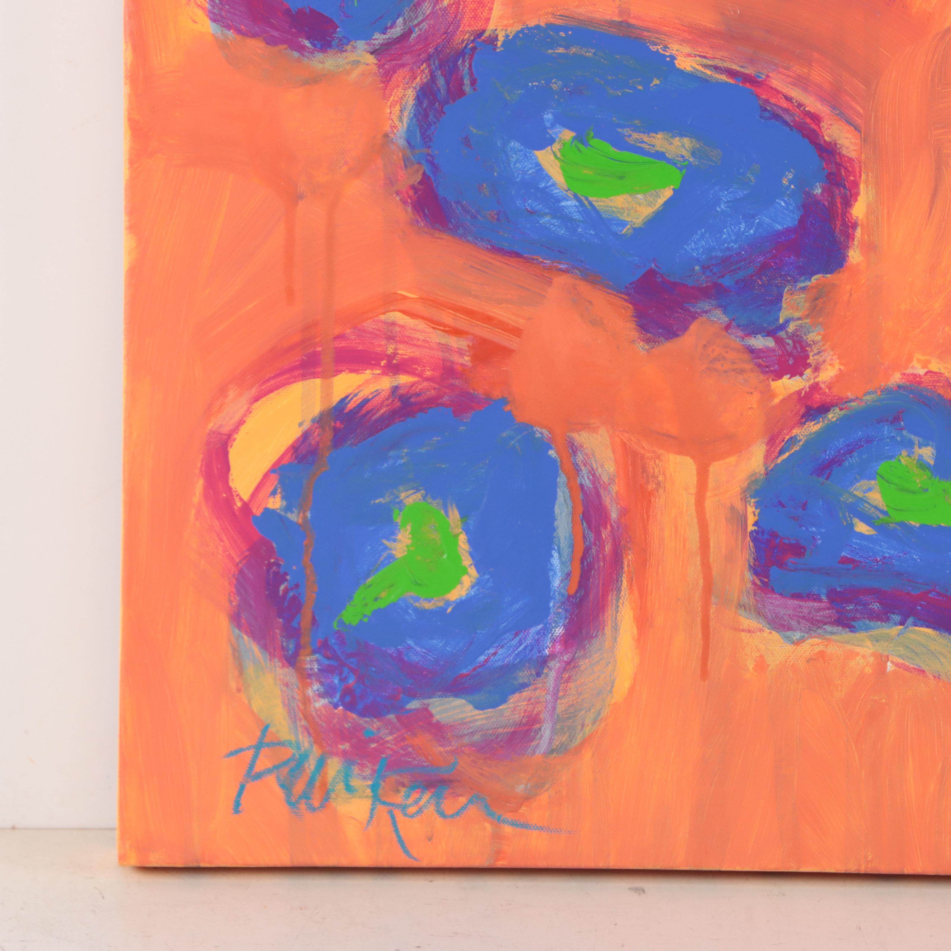 Robbie Kemper Acrylic Painting "8 Green Dot Spiral"