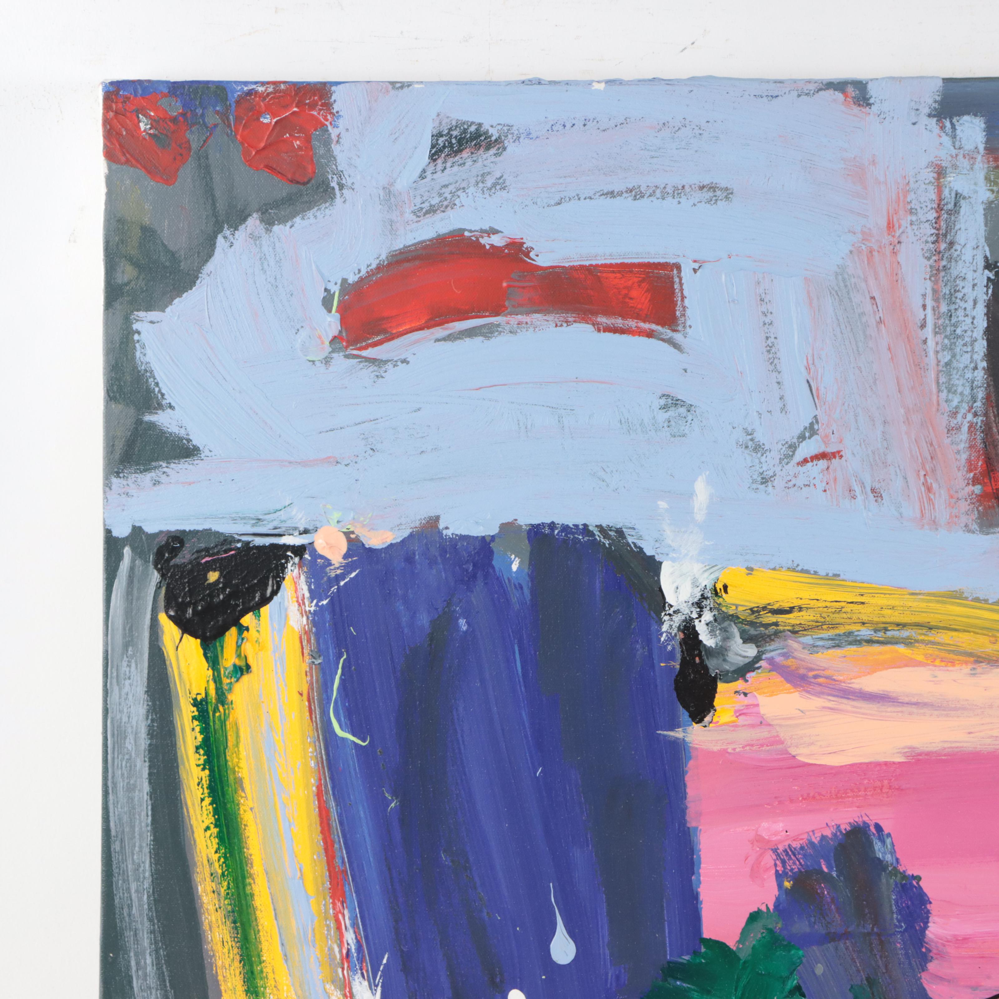 Robbie Kemper Abstract Acrylic Painting "Yellow Curve Landscape"