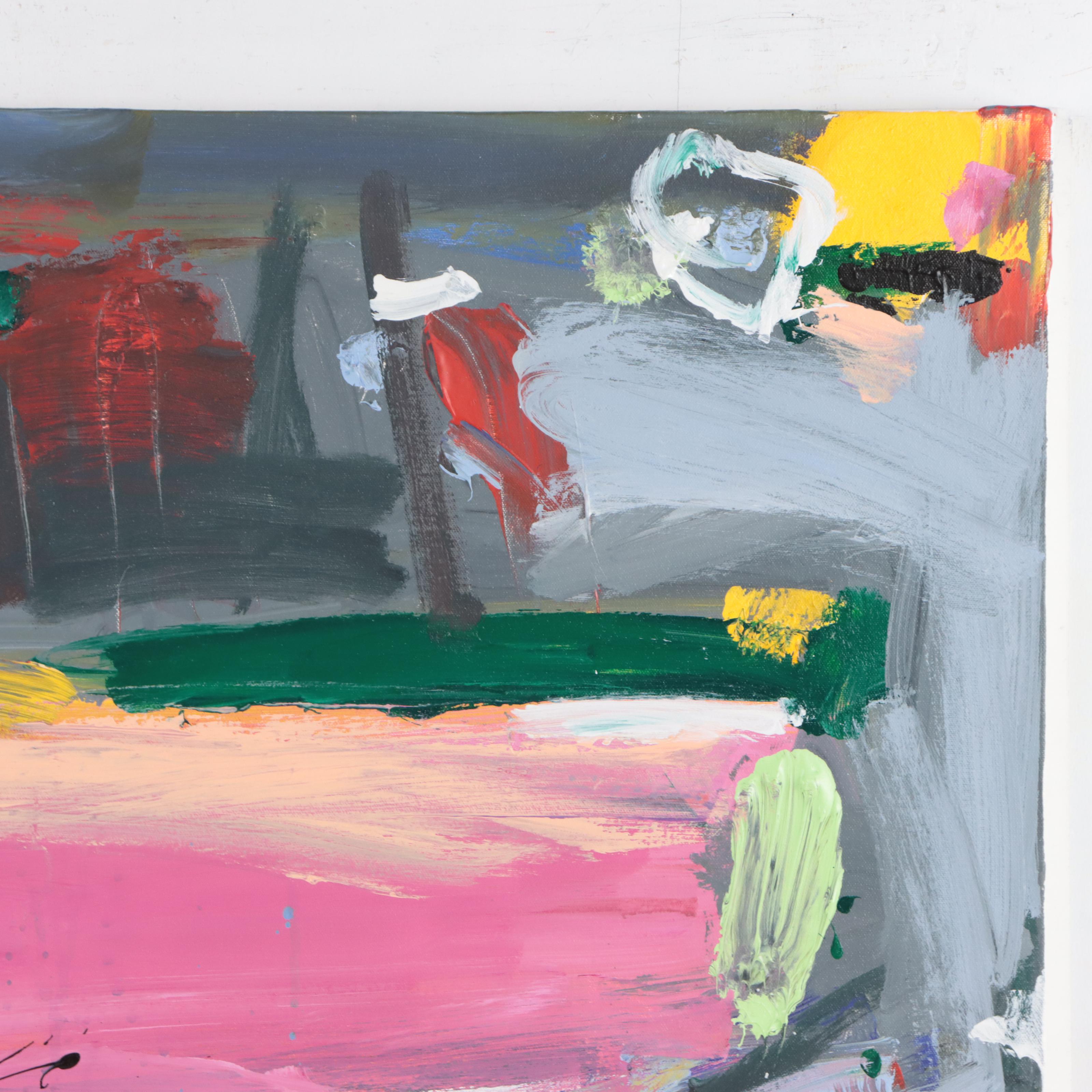 Robbie Kemper Abstract Acrylic Painting "Yellow Curve Landscape"