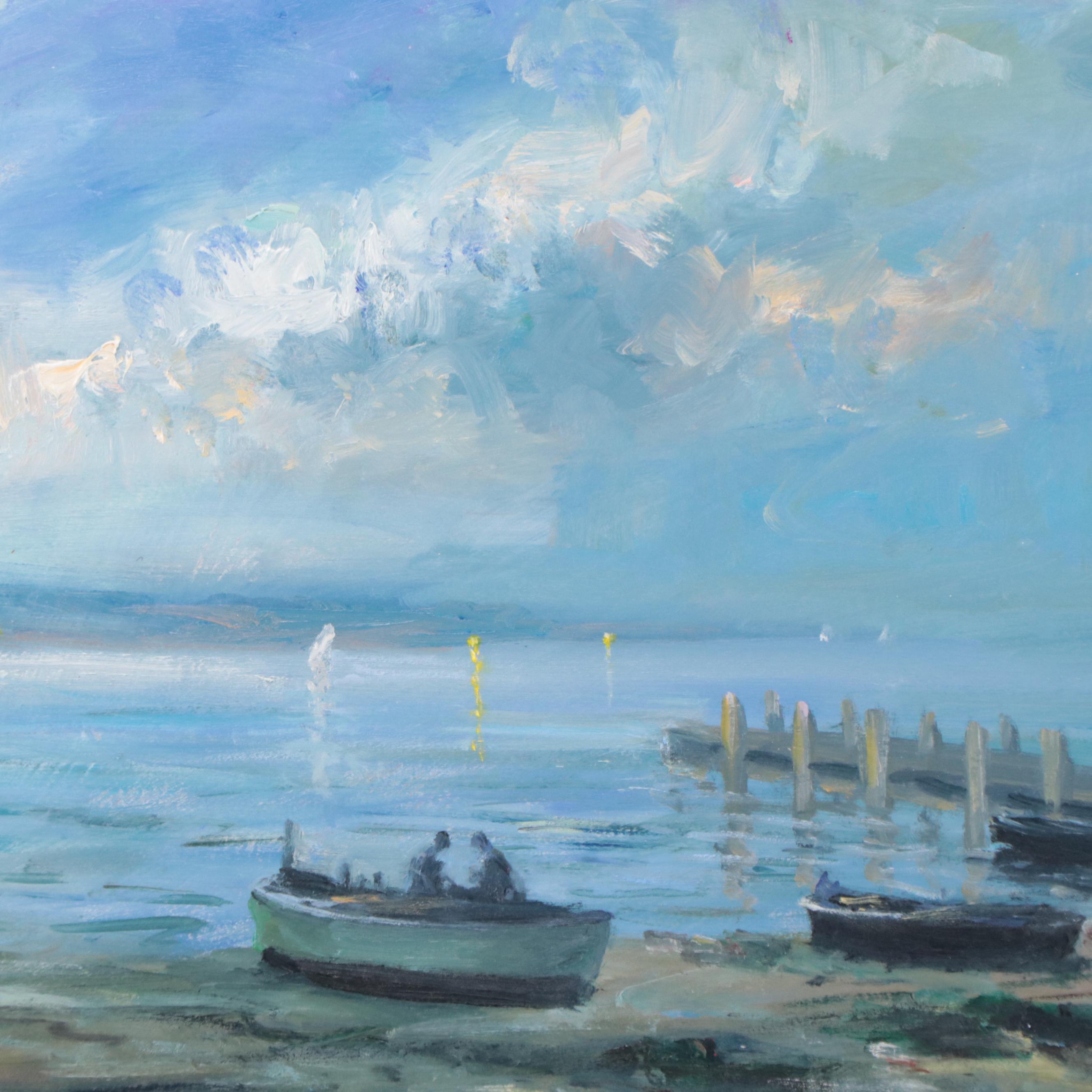 Nino Pippa Oil Painting "Provence - The Jetty in the Mouth of the Rhone," 2015