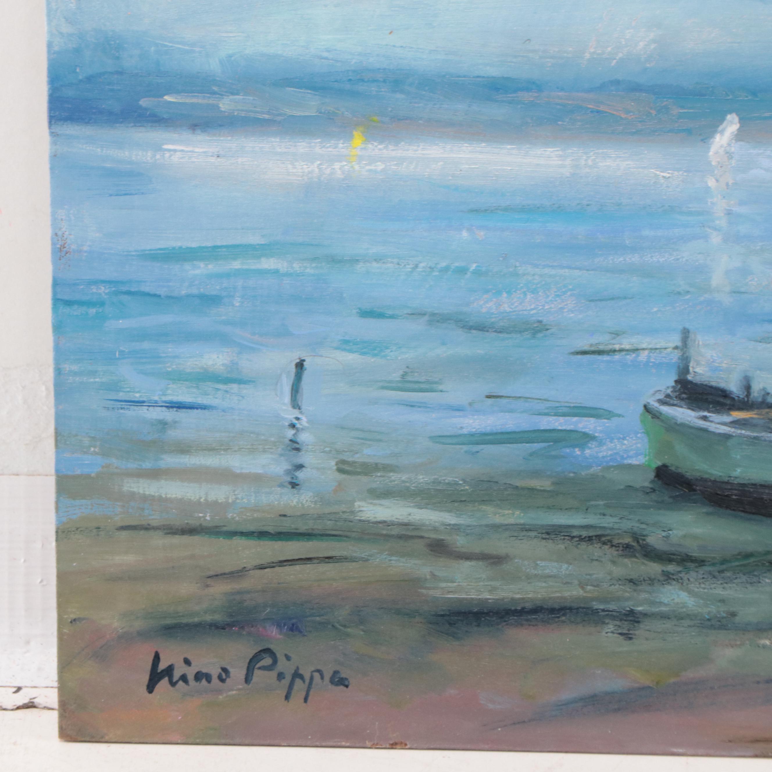 Nino Pippa Oil Painting "Provence - The Jetty in the Mouth of the Rhone," 2015
