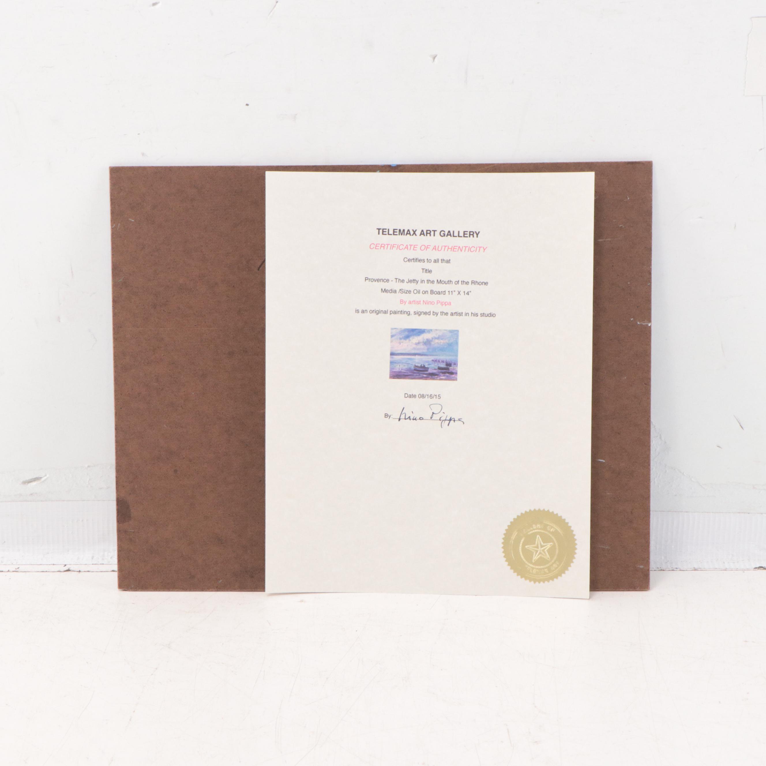 Nino Pippa Oil Painting "Provence - The Jetty in the Mouth of the Rhone," 2015