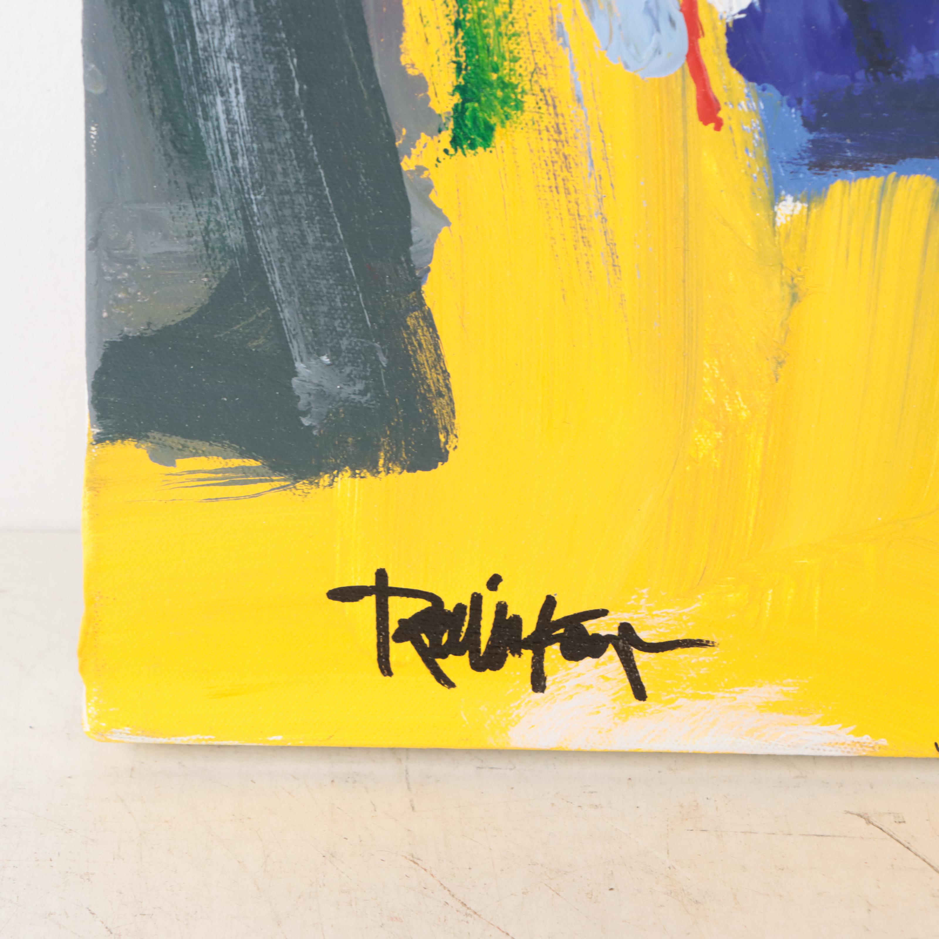 Robbie Kemper Abstract Acrylic Painting "Yellow Curve Landscape"