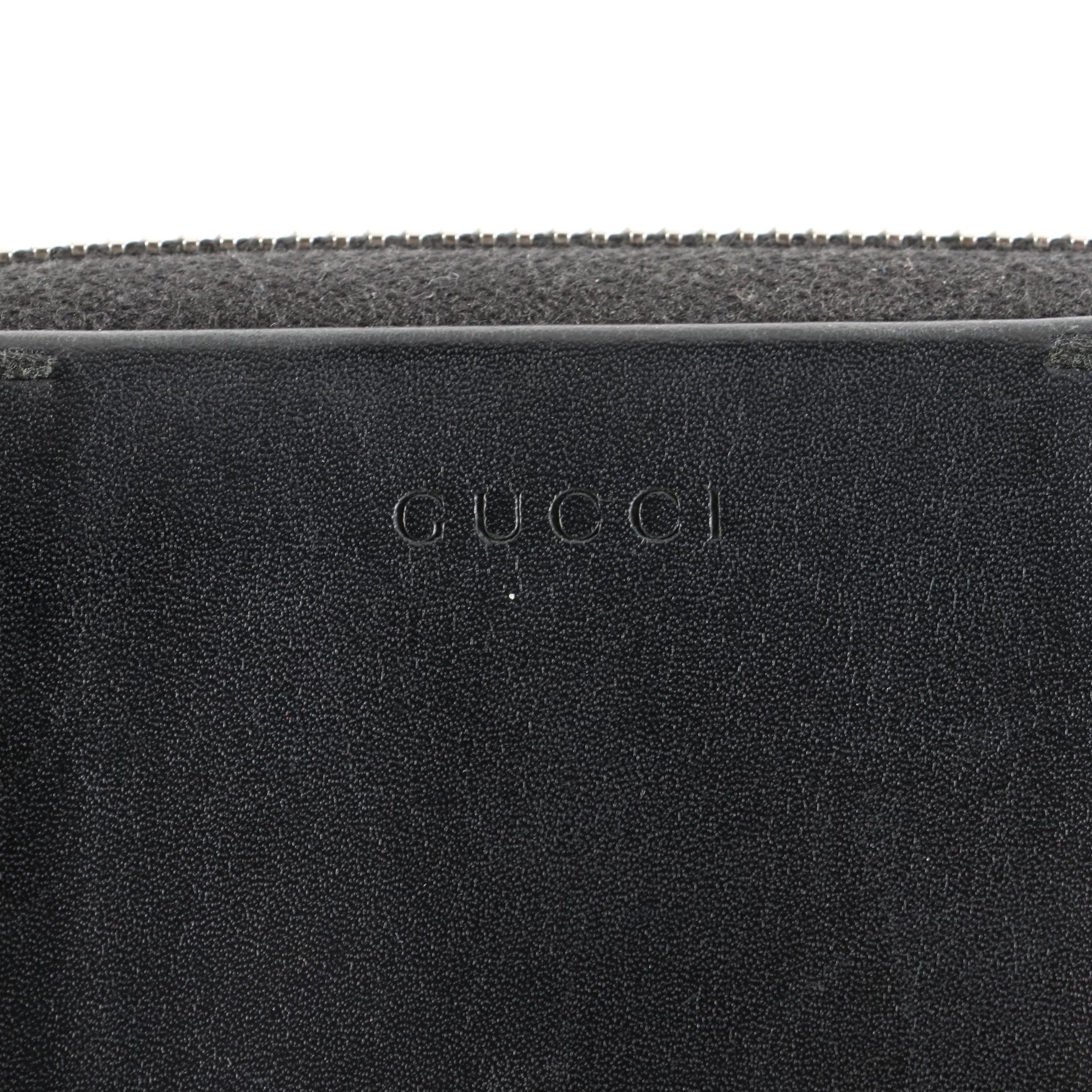 Gucci Zip-Around Wallet in GG Supreme Canvas and Black Leather