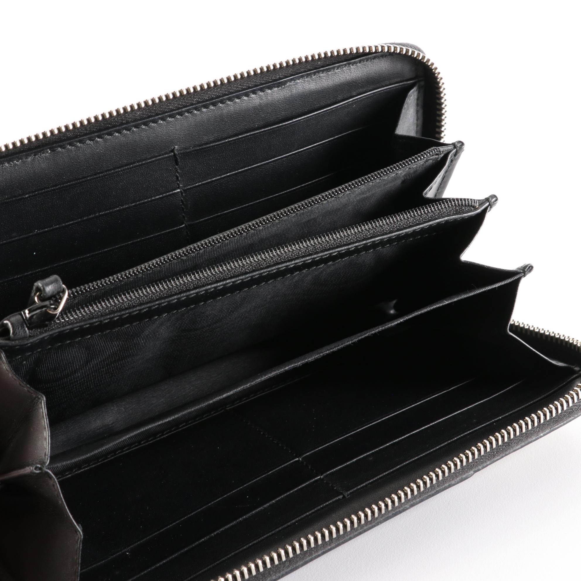 Gucci Zip-Around Wallet in GG Supreme Canvas and Black Leather