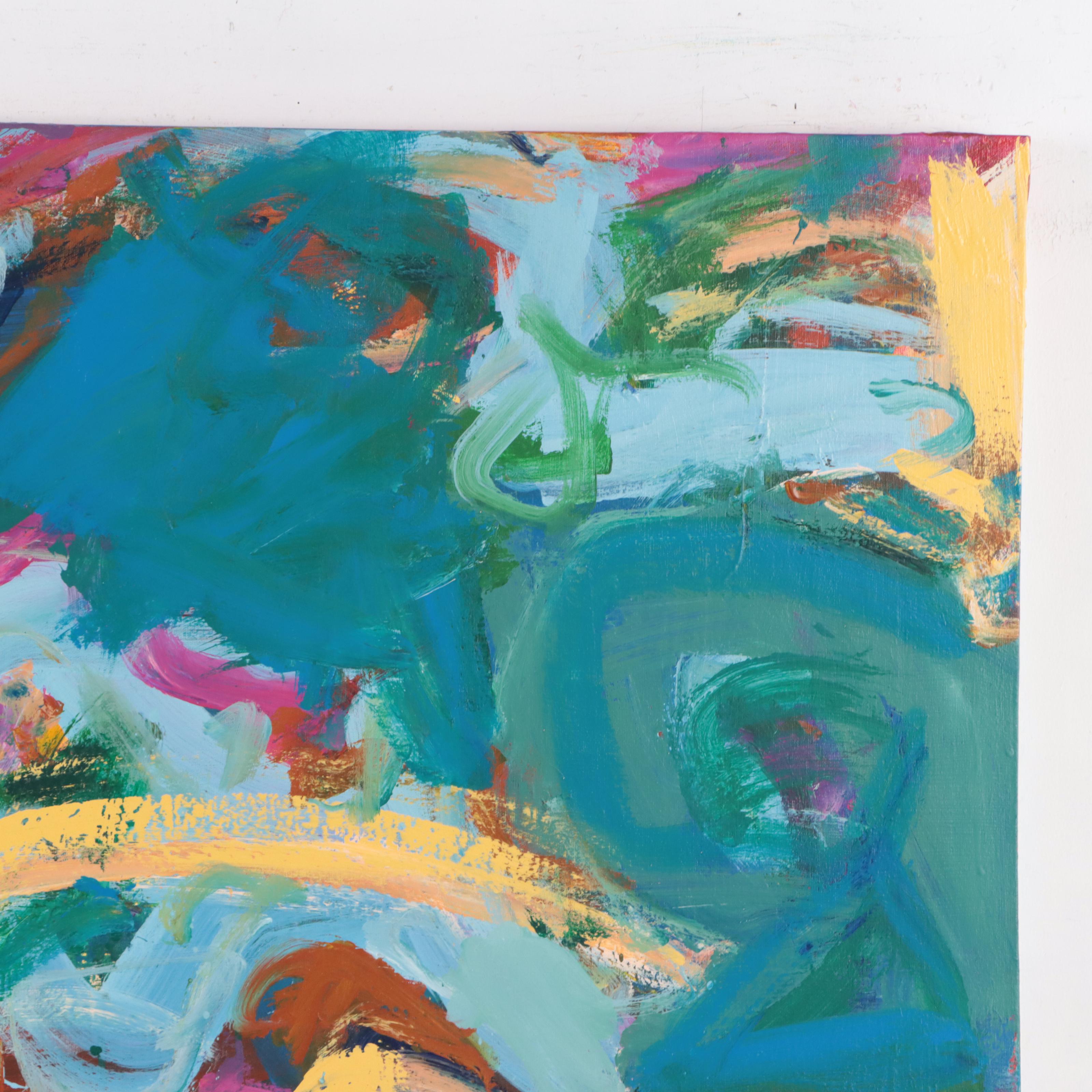 Robbie Kemper Abstract Acrylic Painting "Curves Among Colors"