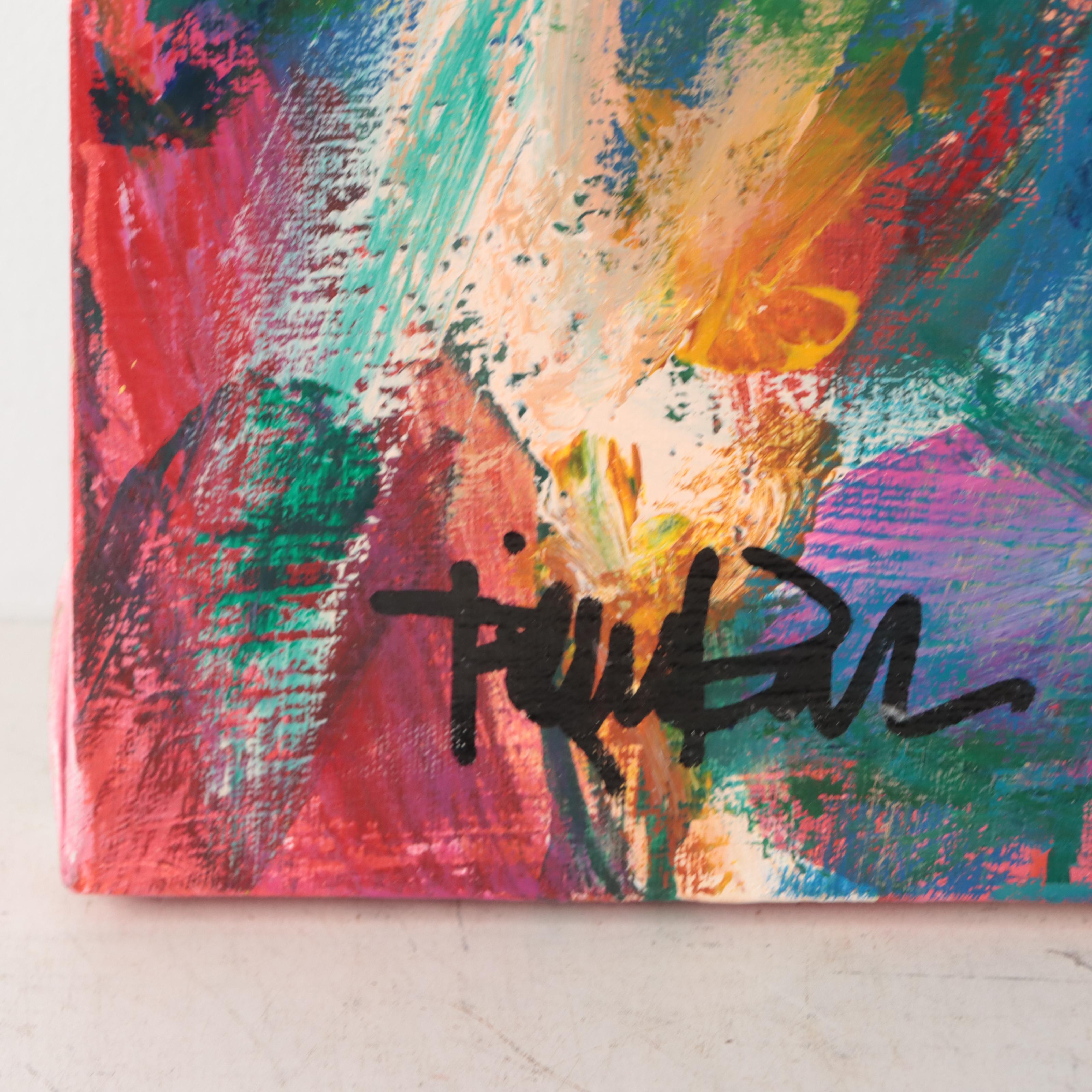 Robbie Kemper Abstract Acrylic Painting "Curves Among Colors"