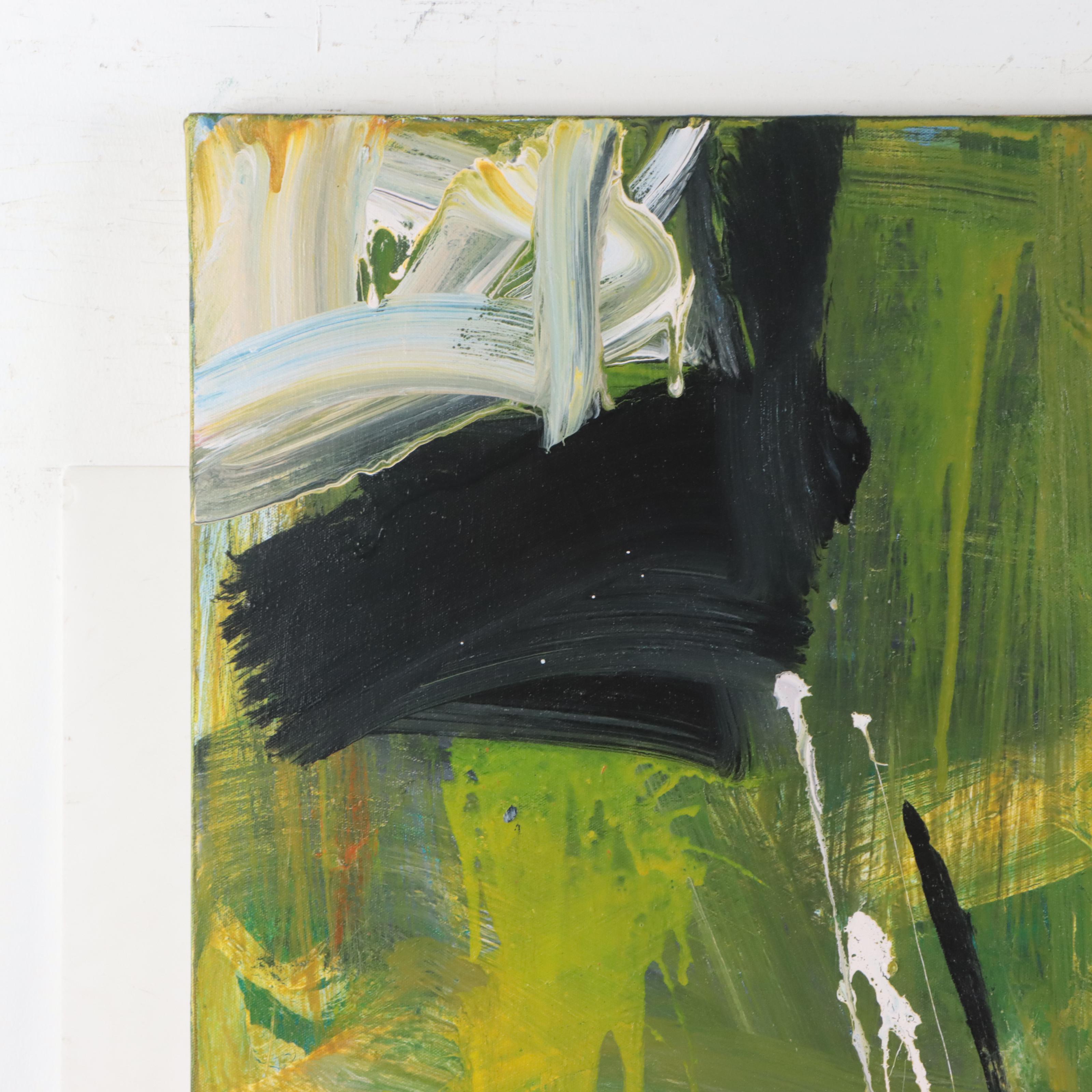 Robbie Kemper Acrylic Painting "White With Lime Wash"