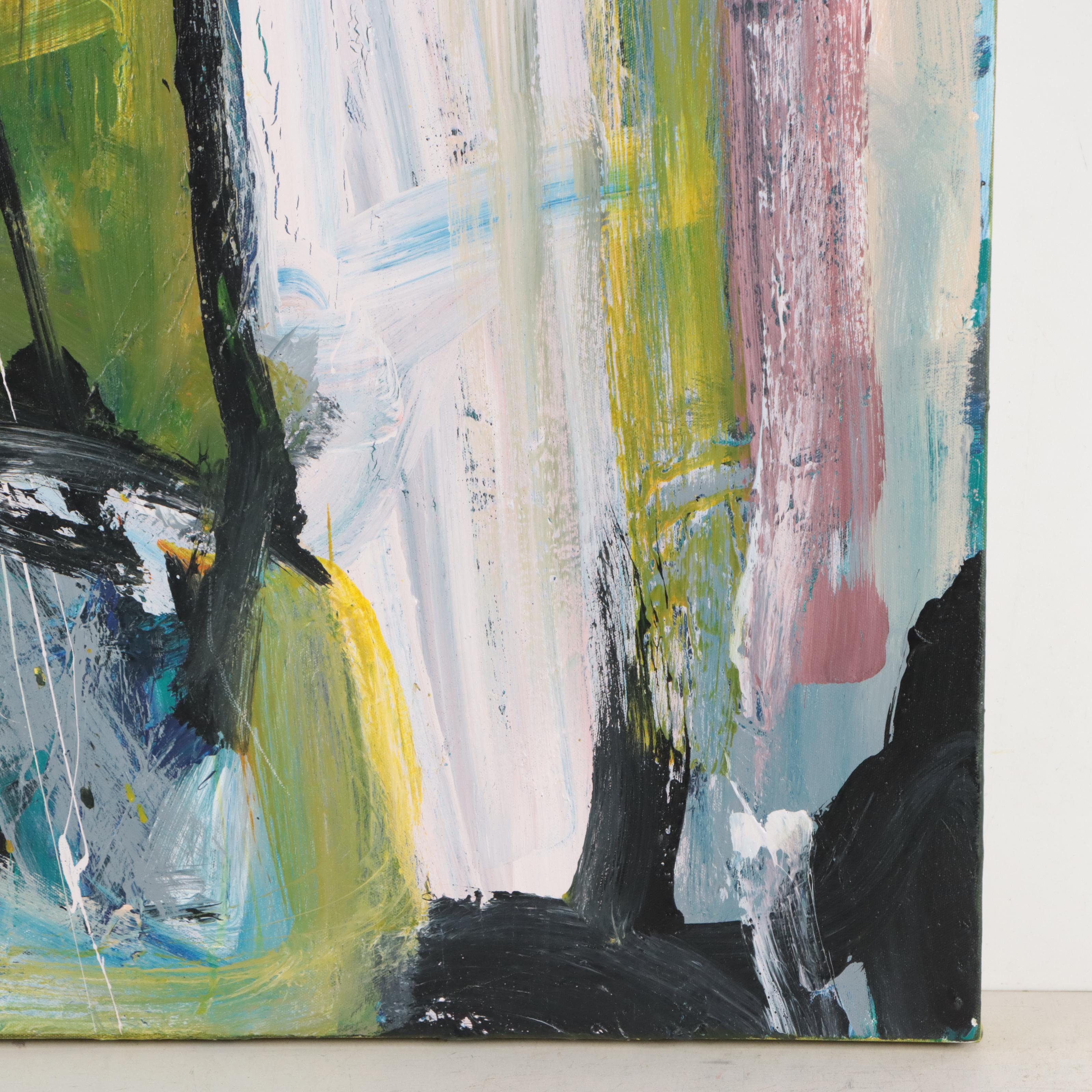 Robbie Kemper Acrylic Painting "White With Lime Wash"