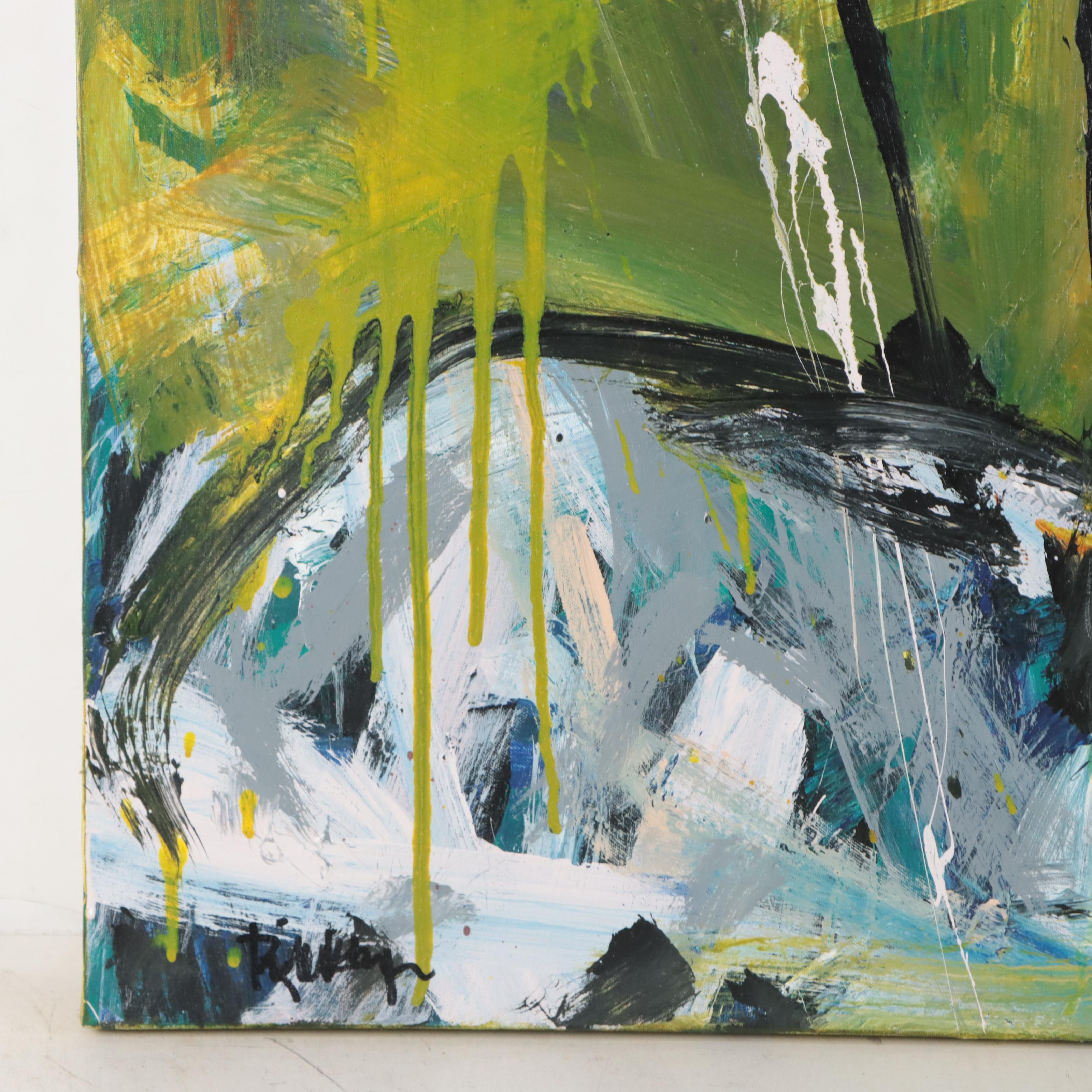 Robbie Kemper Acrylic Painting "White With Lime Wash"