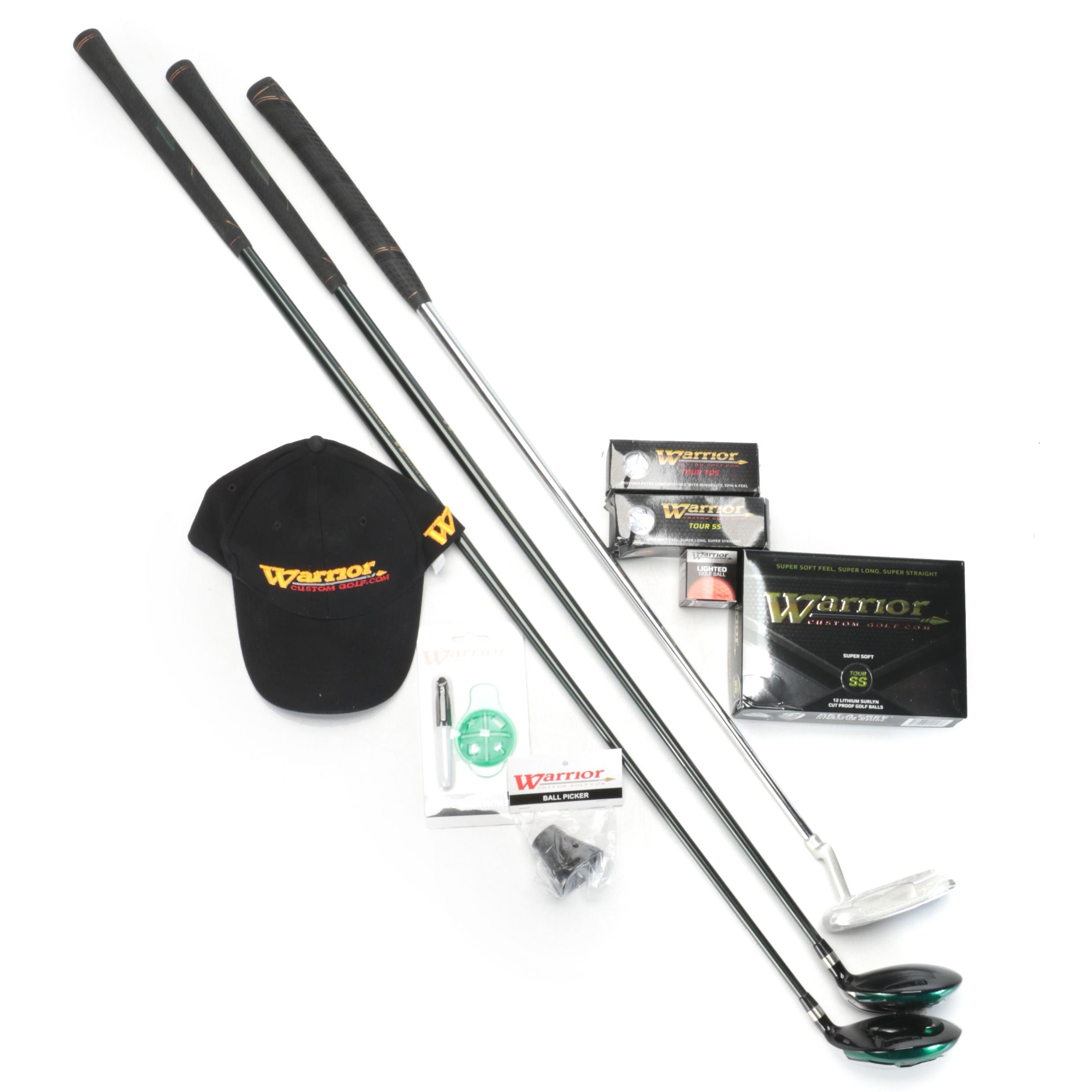 Warrior Custom Fairway Woods and Putter with Other Gear