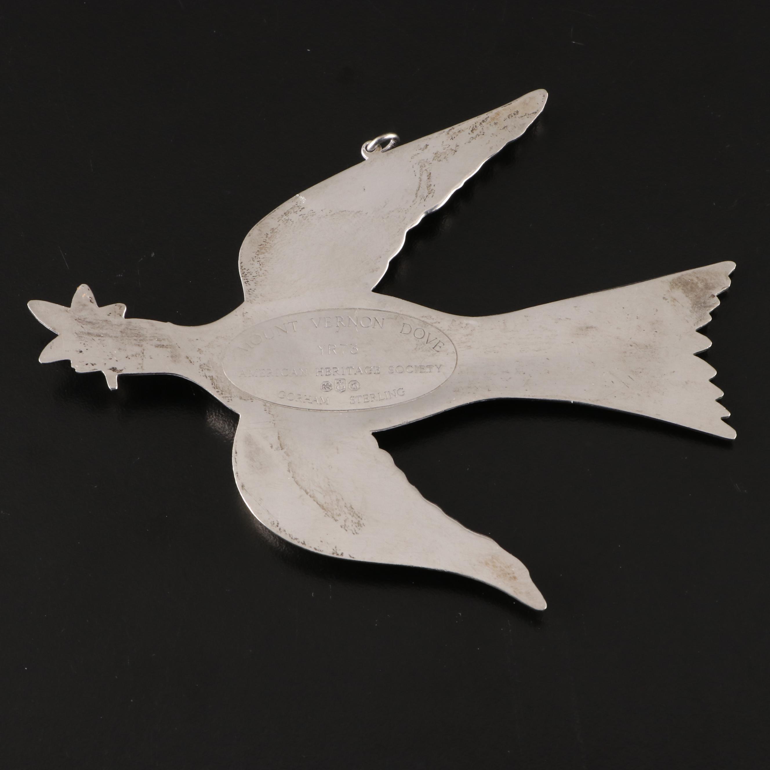 Gorham American Heritage Society "Mount Vernon Dove" Sterling Silver Ornament