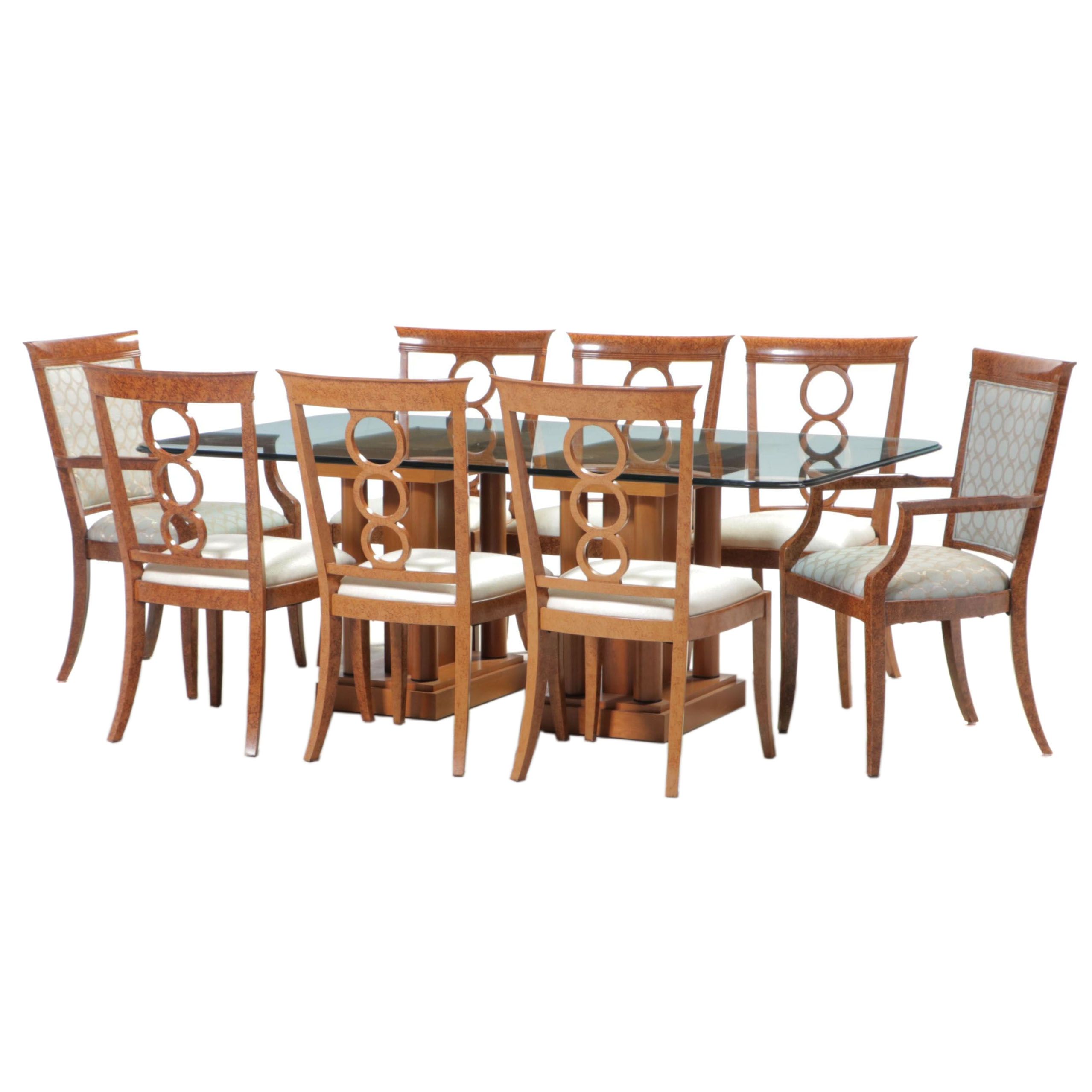 Nine-Piece Biedermeier Style Dining Set, Including Councill