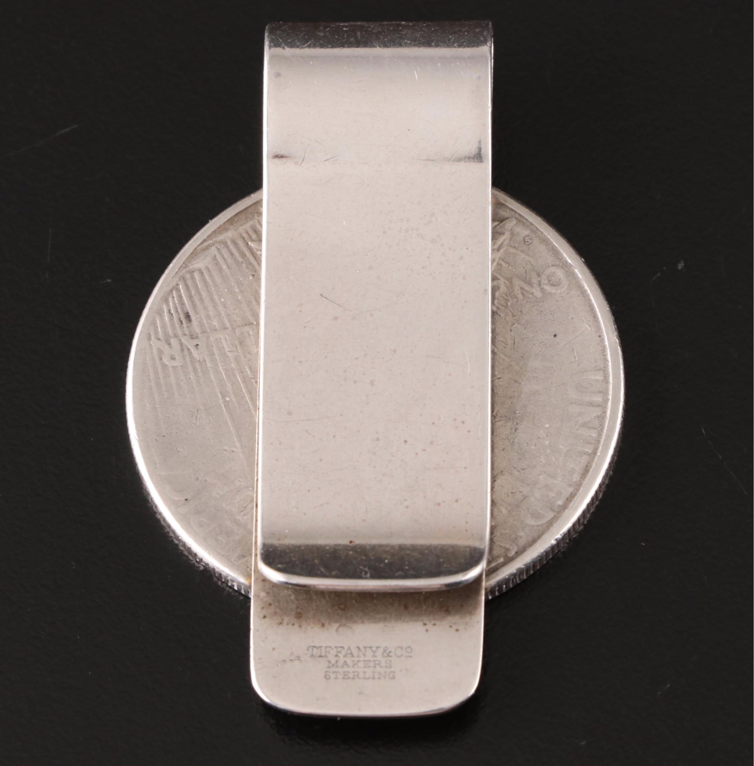 Tiffany & Co. Sterling Silver Money Clip with Mounted 1923 Silver Peace Dollar