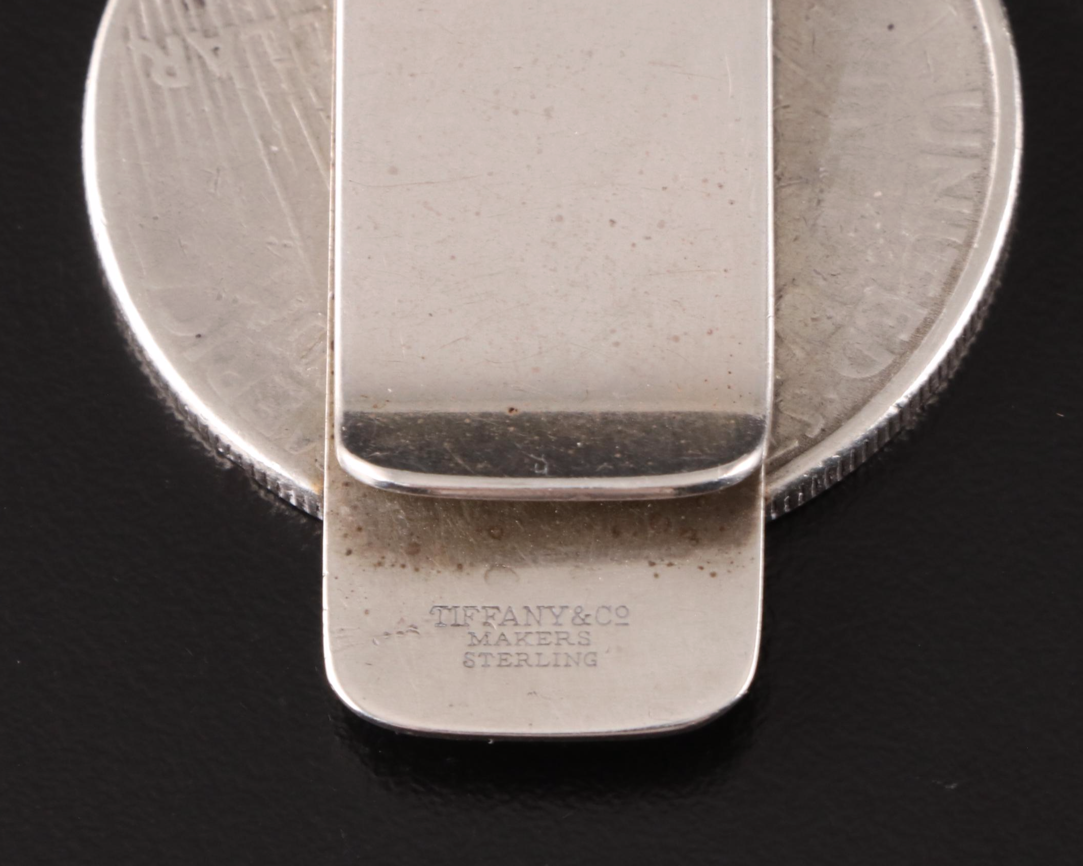 Tiffany & Co. Sterling Silver Money Clip with Mounted 1923 Silver Peace Dollar