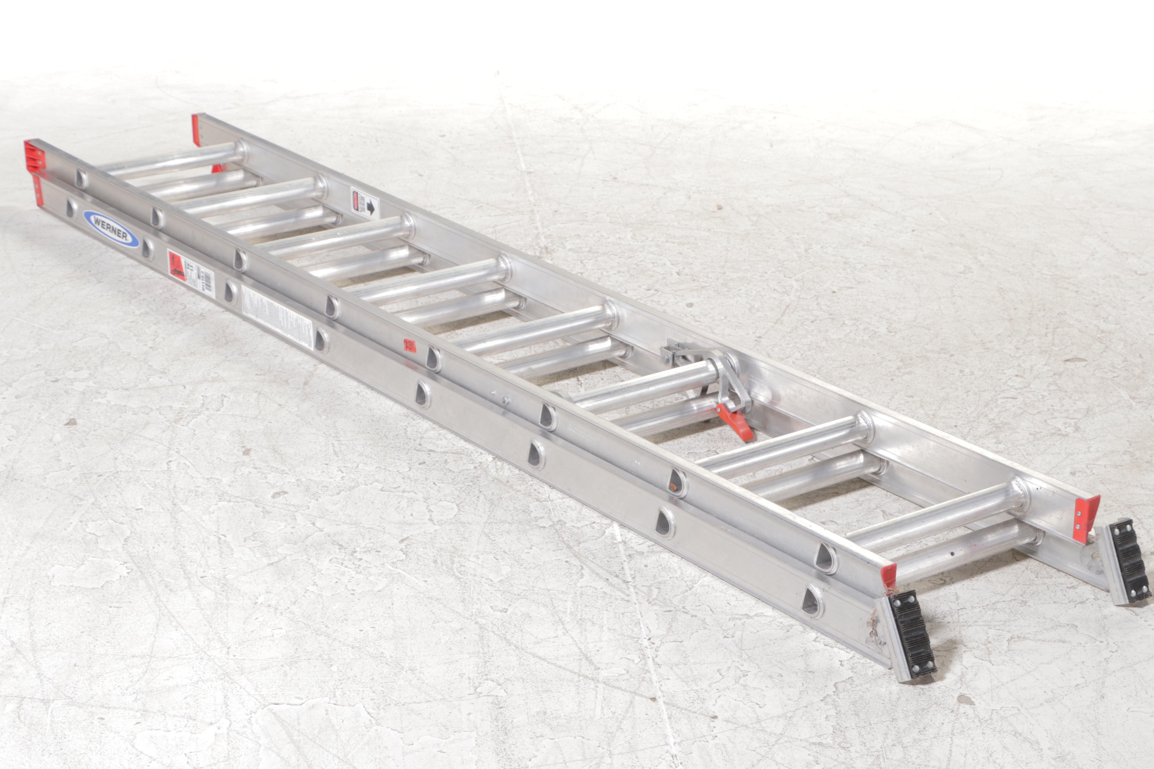 Werner 16' Aluminum Extension Ladder With Other Step Ladders