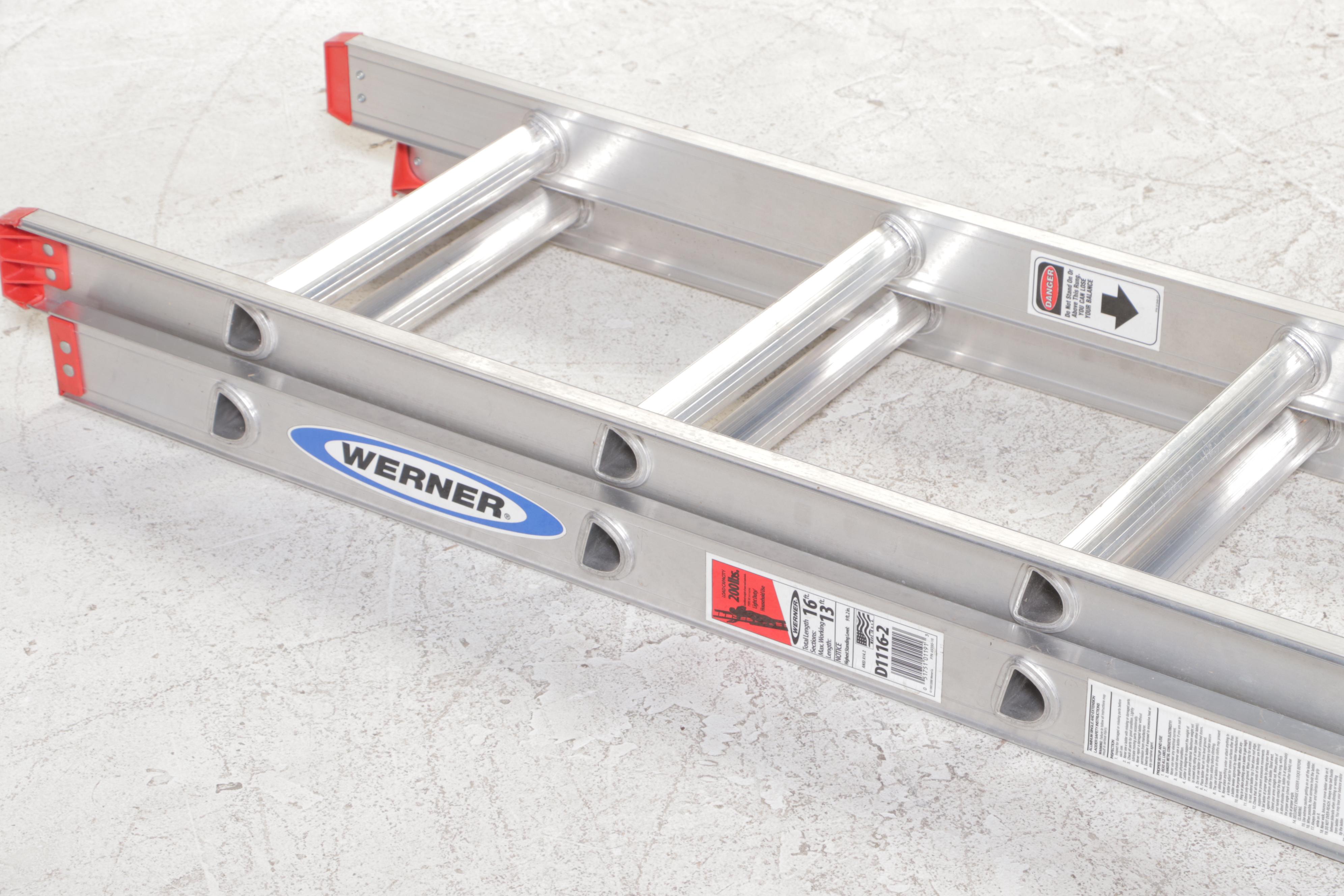 Werner 16' Aluminum Extension Ladder With Other Step Ladders