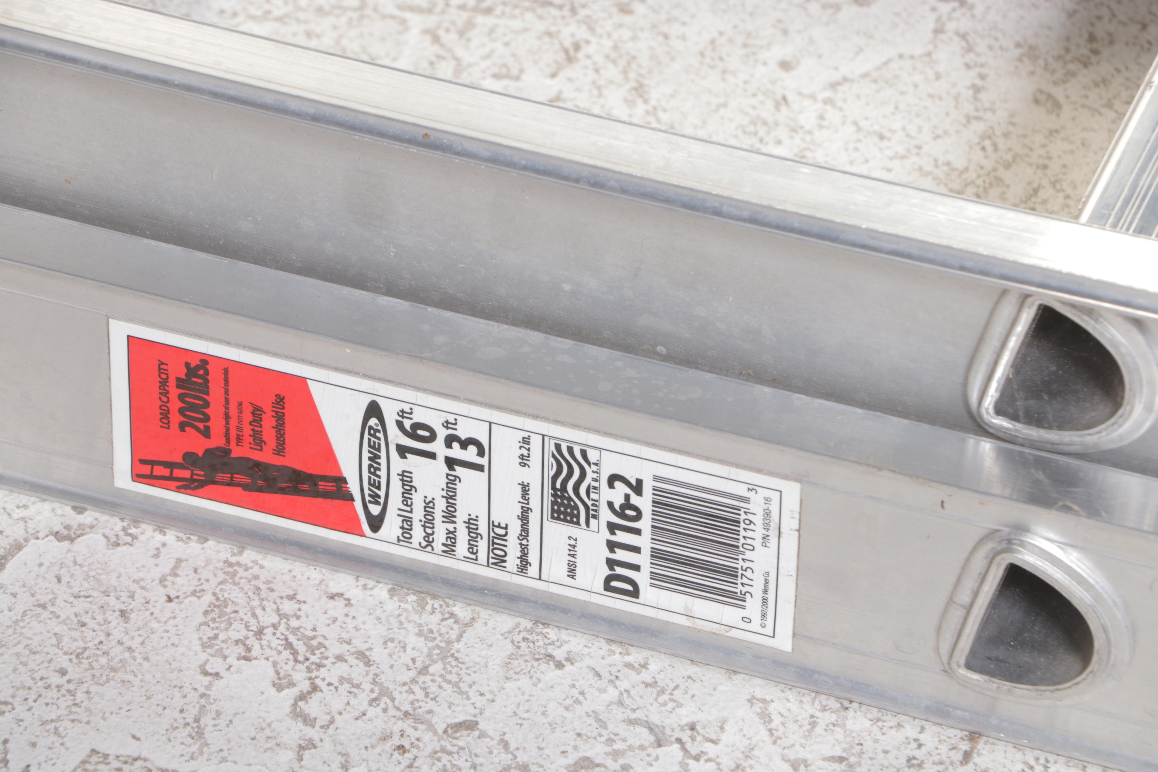 Werner 16' Aluminum Extension Ladder With Other Step Ladders