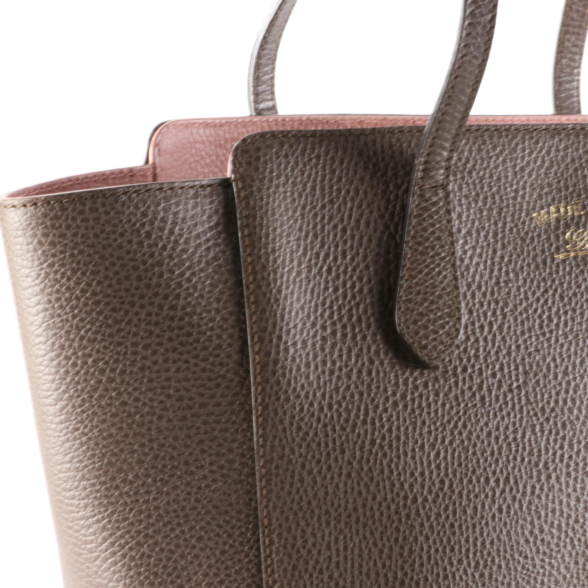 Gucci Medium Swing Shoulder Tote in Grainy Calfskin Leather