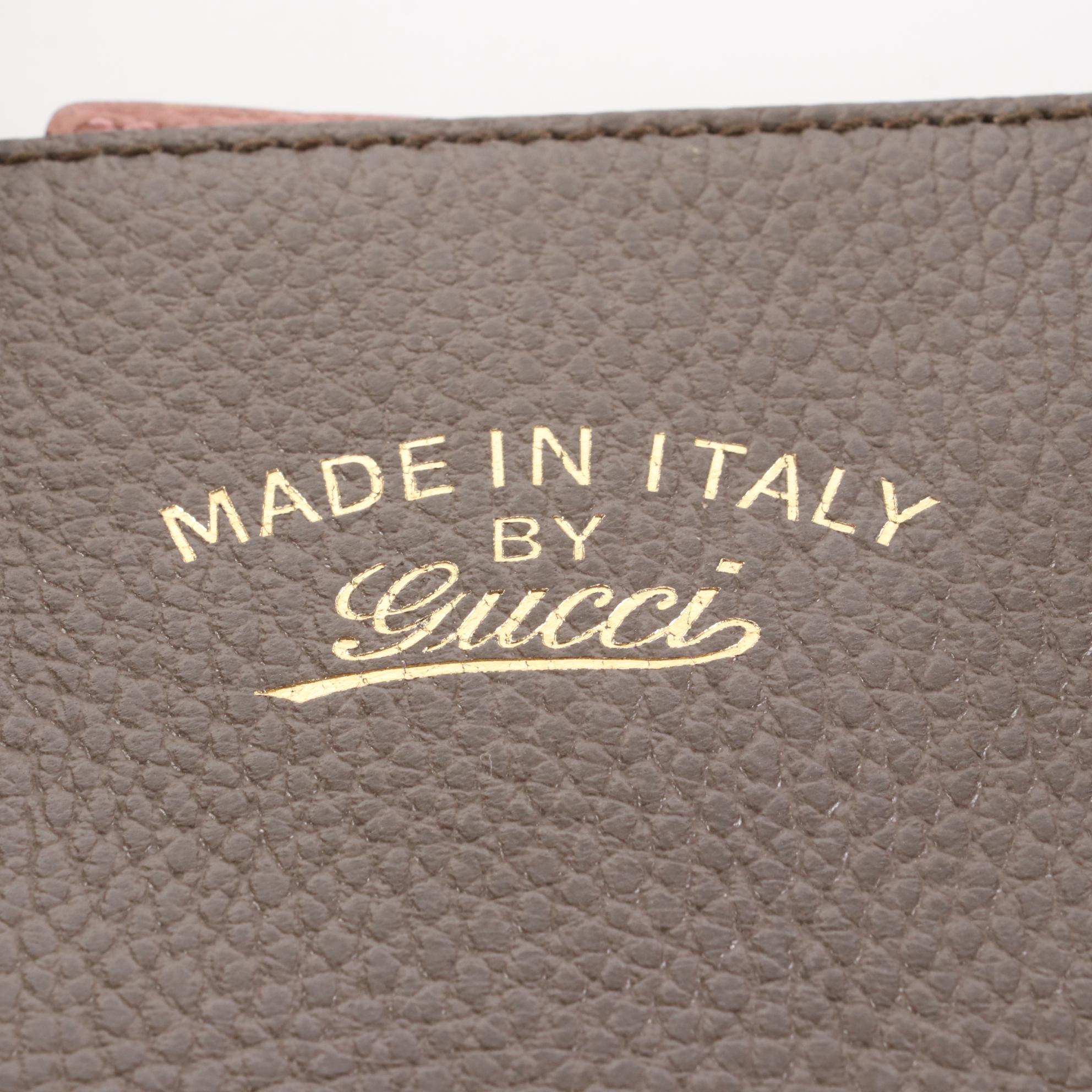 Gucci Medium Swing Shoulder Tote in Grainy Calfskin Leather