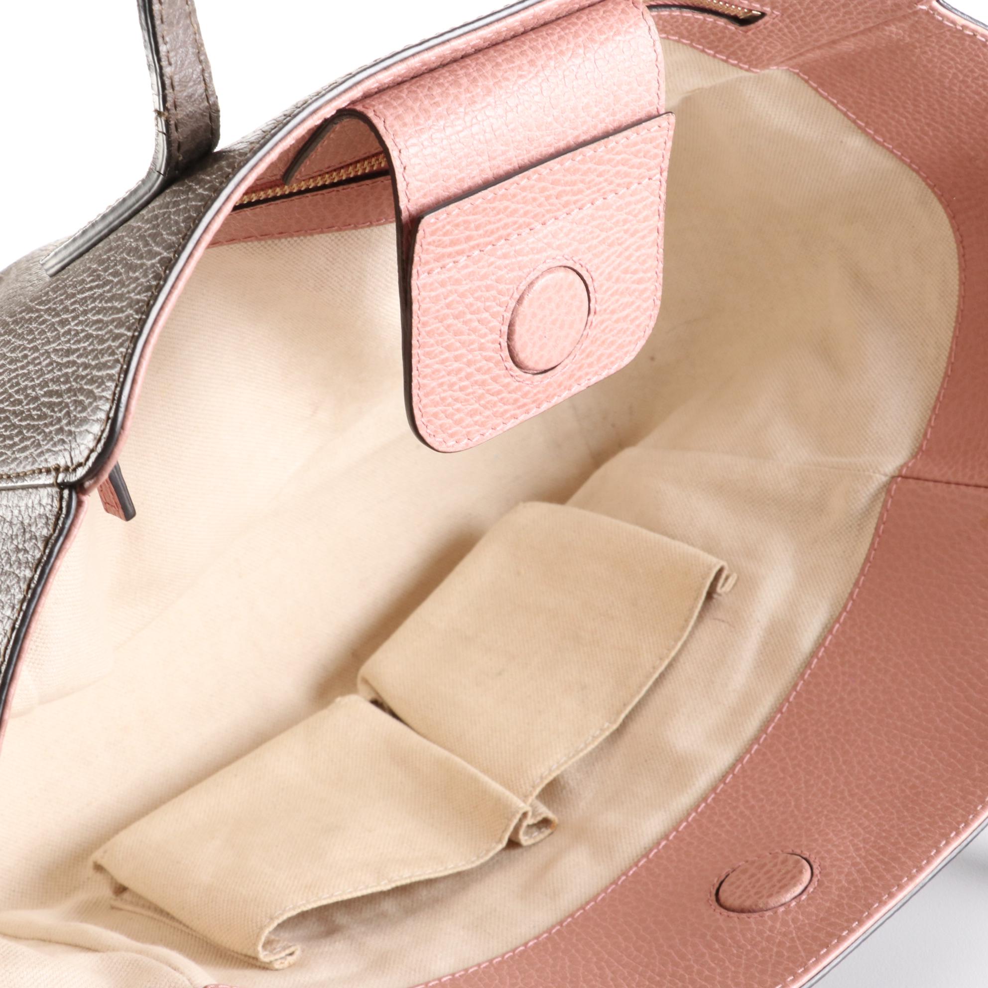 Gucci Medium Swing Shoulder Tote in Grainy Calfskin Leather