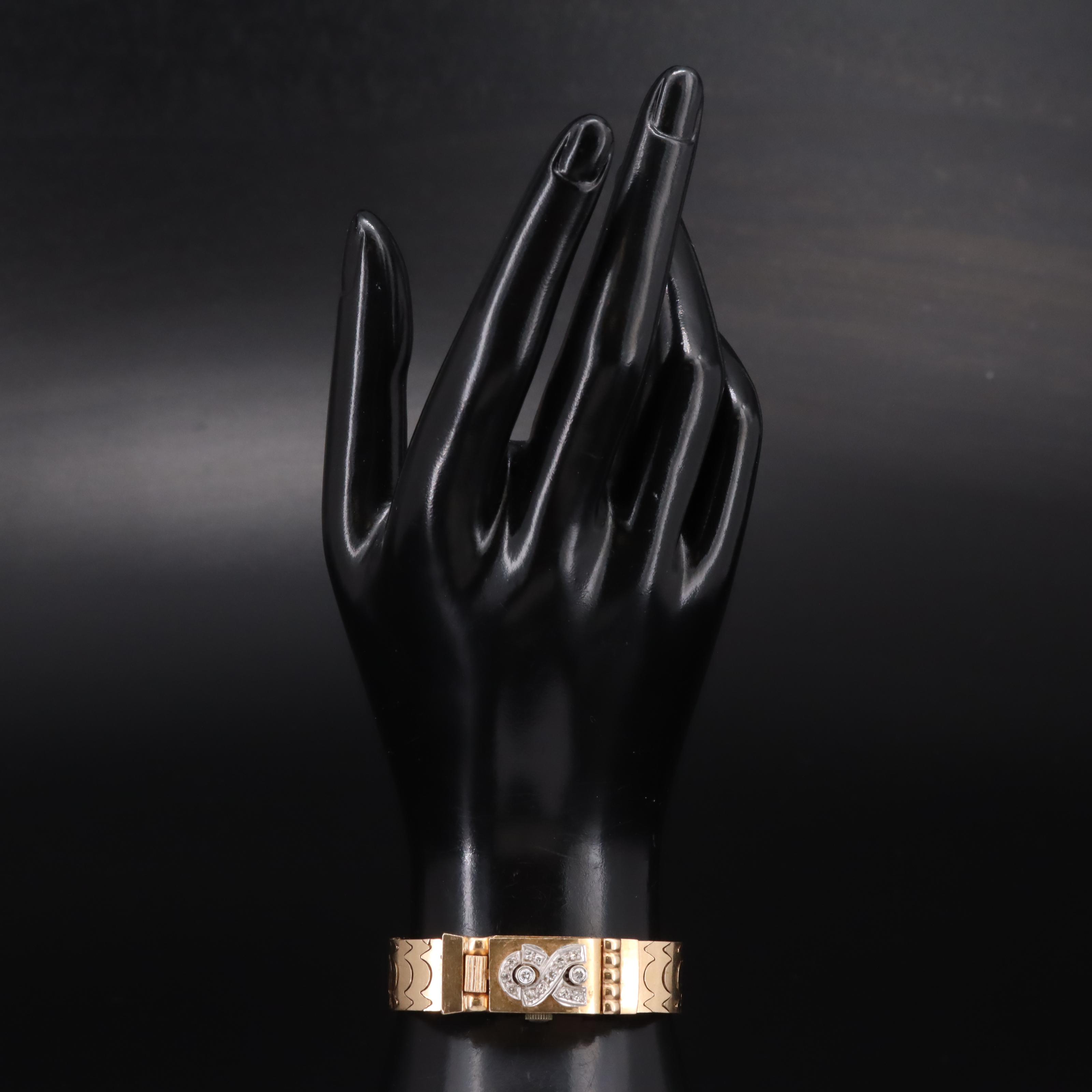 Vintage Chalet 14K Diamond Dial Covered Watch