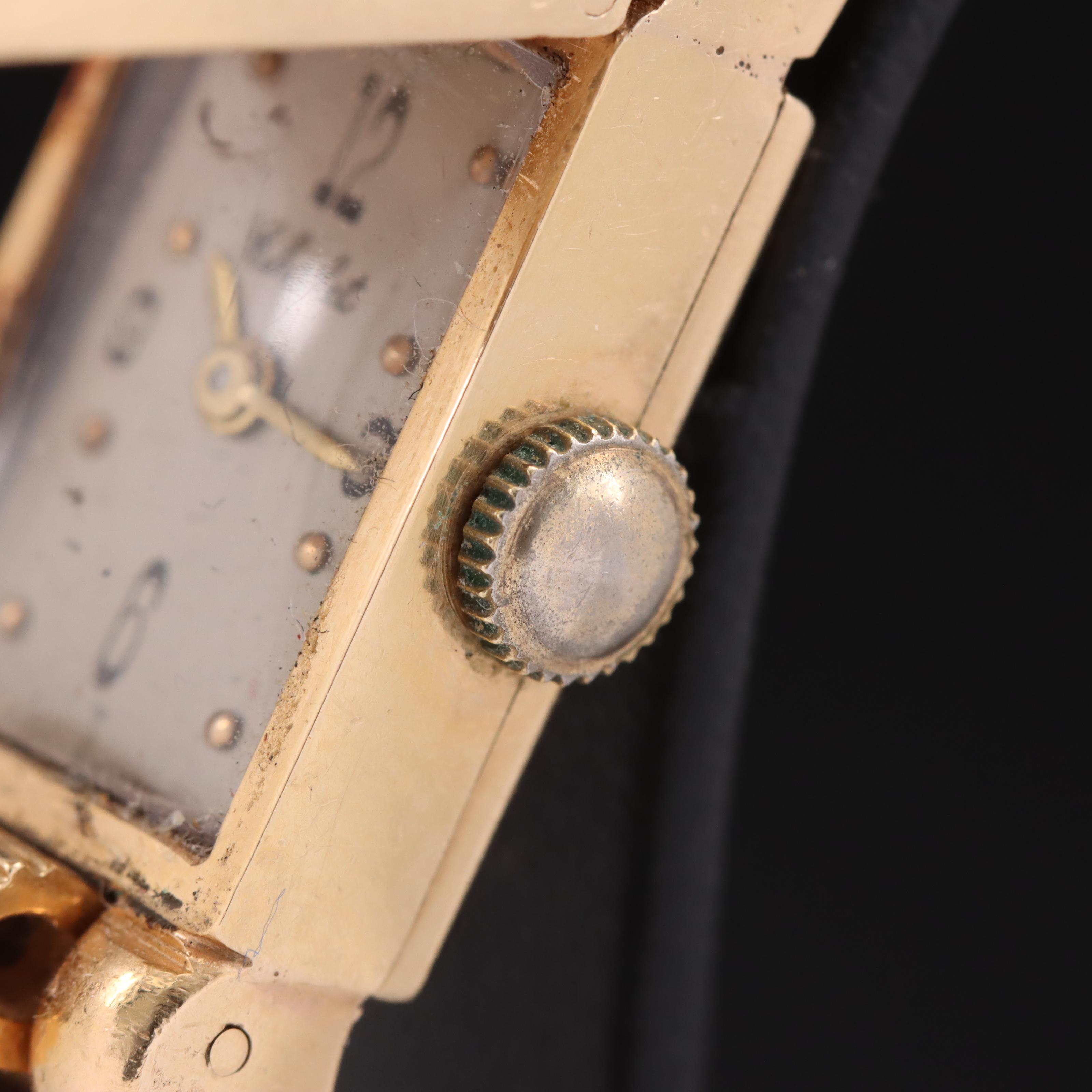 Vintage Chalet 14K Diamond Dial Covered Watch