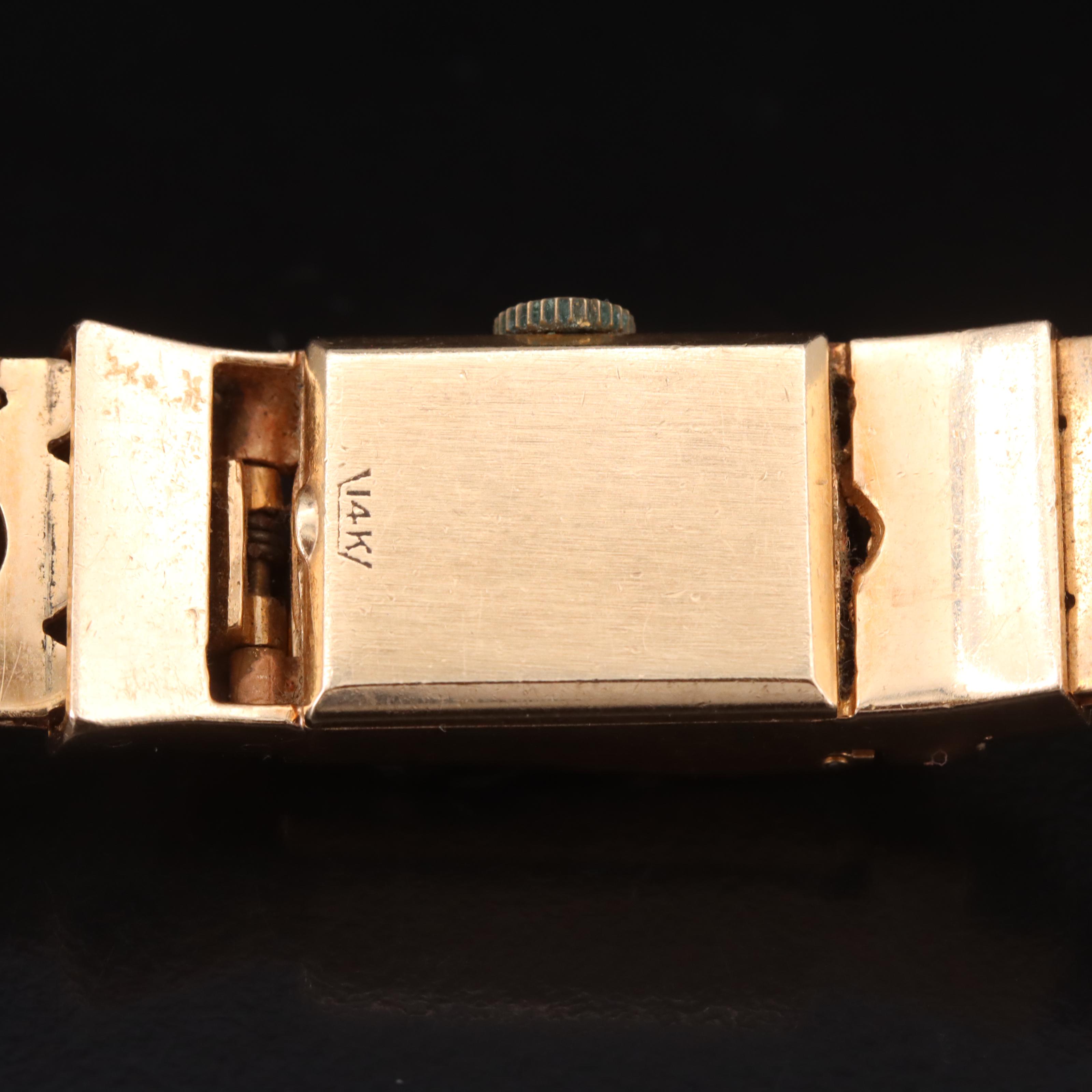 Vintage Chalet 14K Diamond Dial Covered Watch