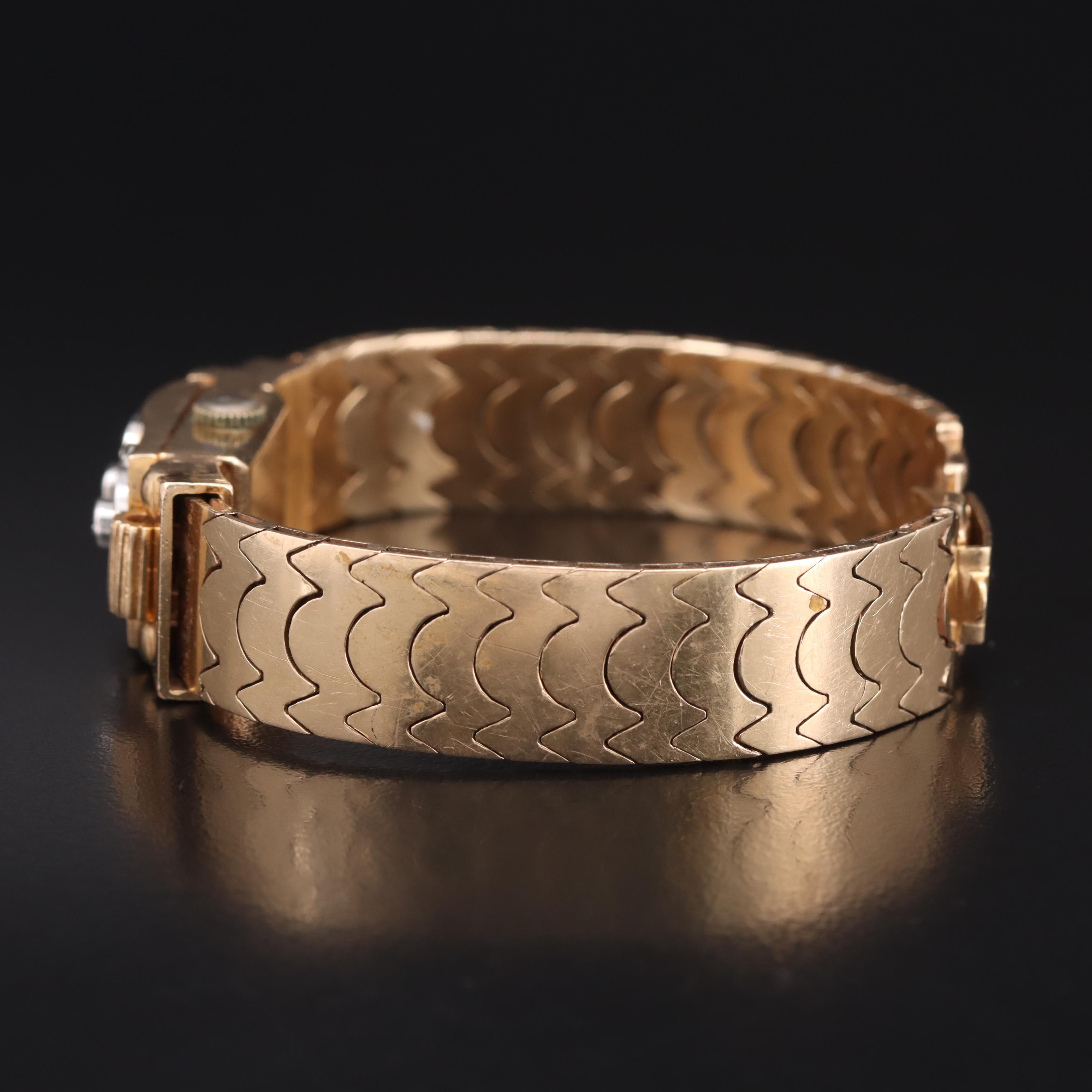 Vintage Chalet 14K Diamond Dial Covered Watch