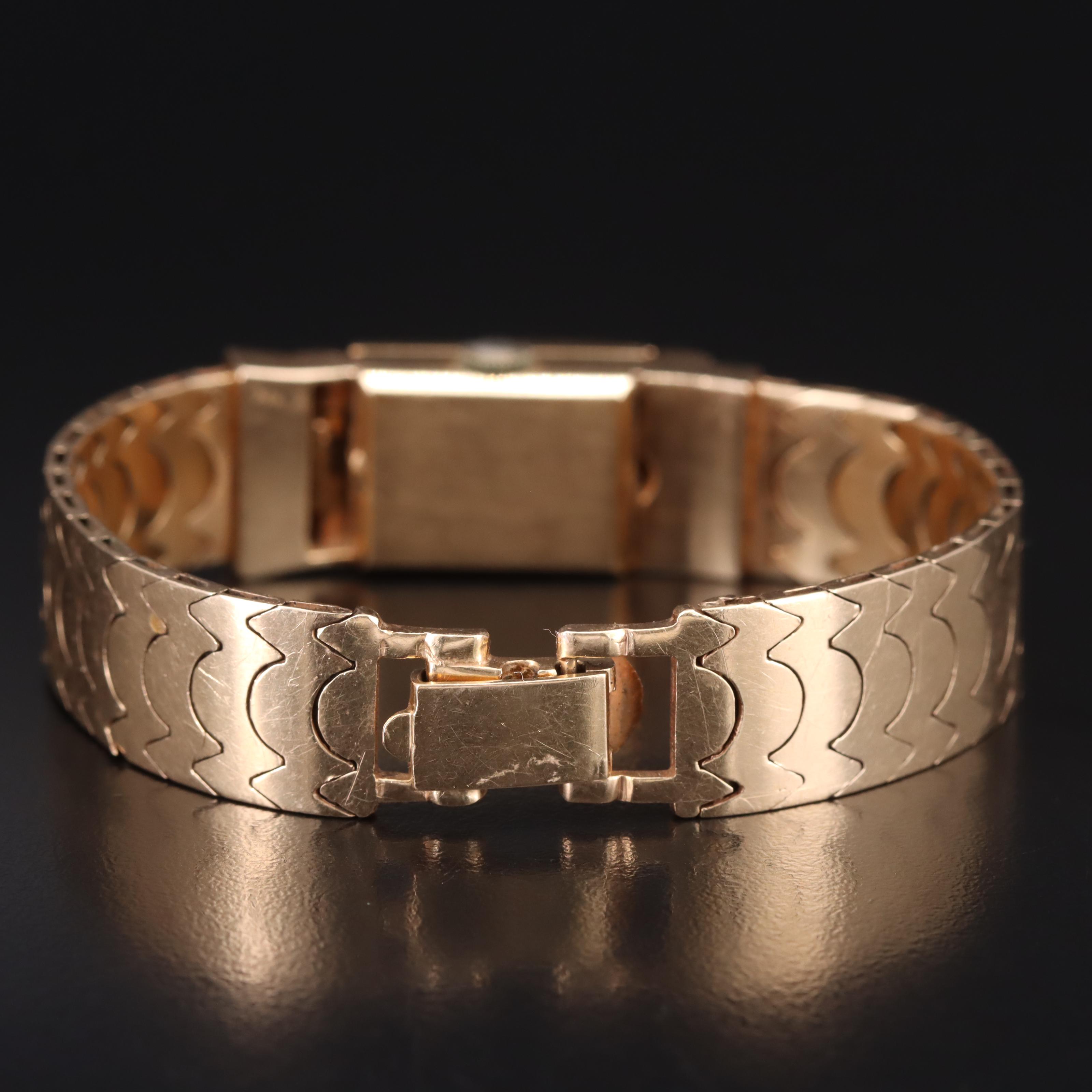 Vintage Chalet 14K Diamond Dial Covered Watch