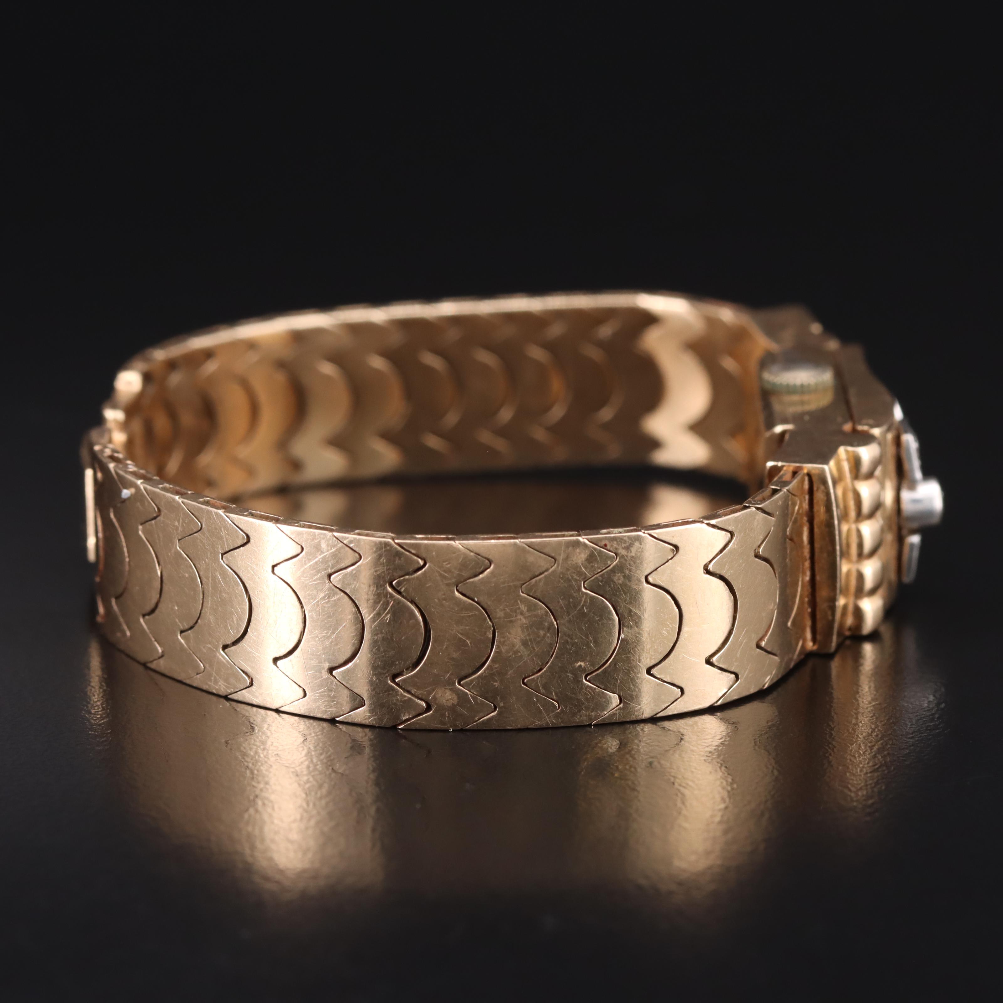 Vintage Chalet 14K Diamond Dial Covered Watch