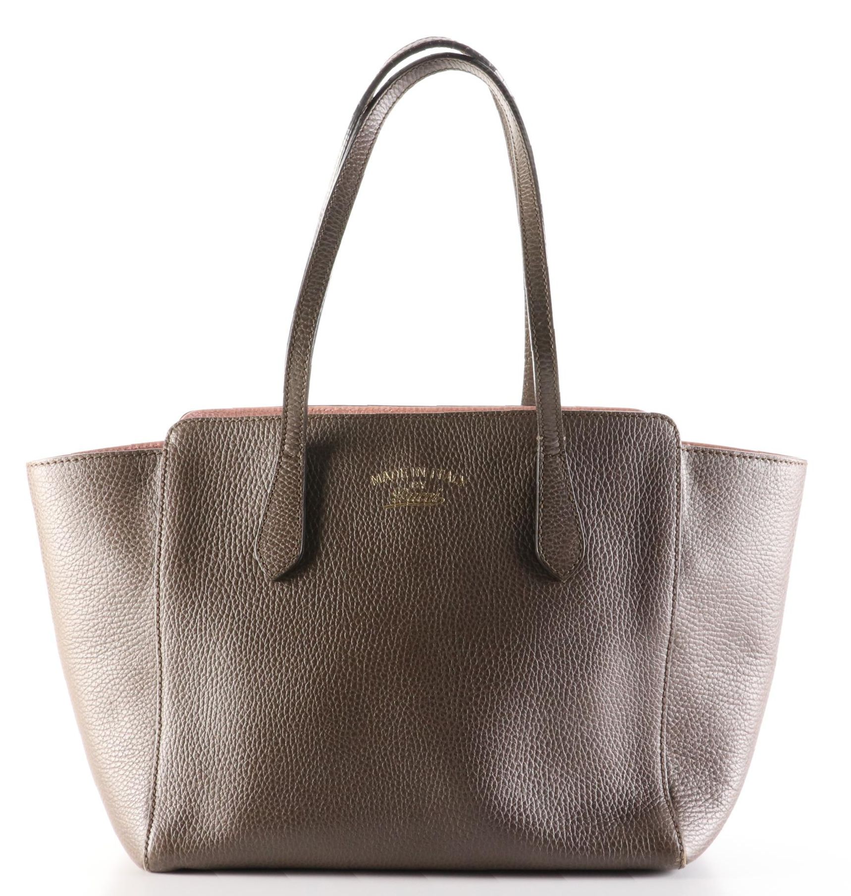 Gucci Medium Swing Shoulder Tote in Grainy Calfskin Leather