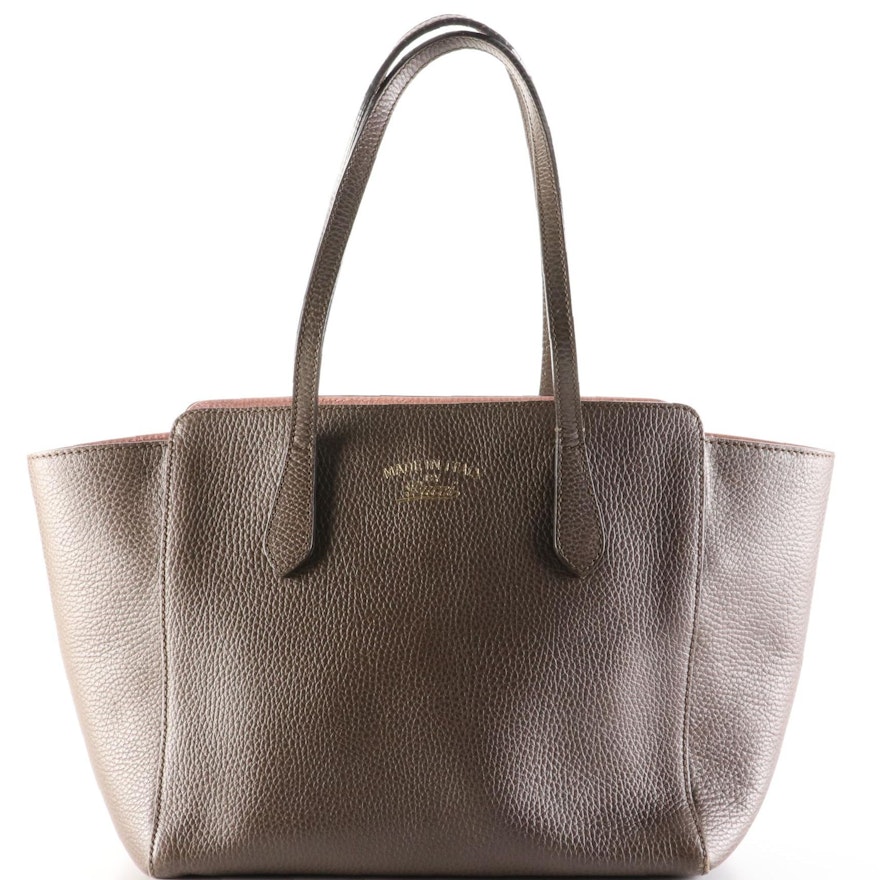 Gucci Medium Swing Shoulder Tote in Grainy Calfskin Leather