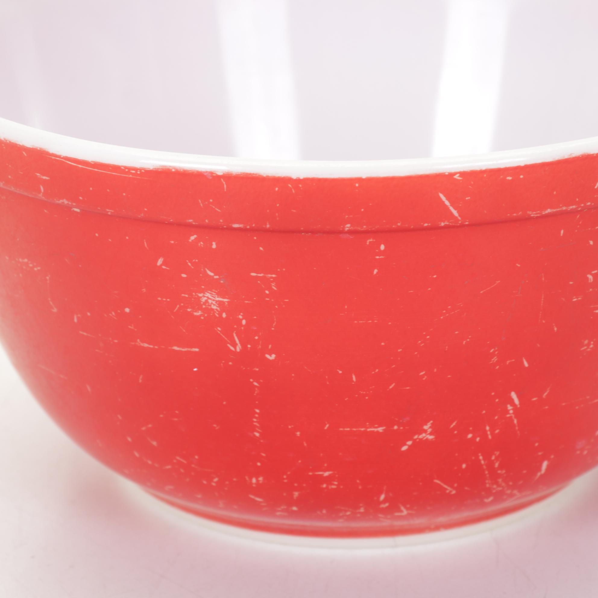 Pyrex "Primary Colors," "Autumn Harvest," and "Gooseberry Pink" Mixing Bowls