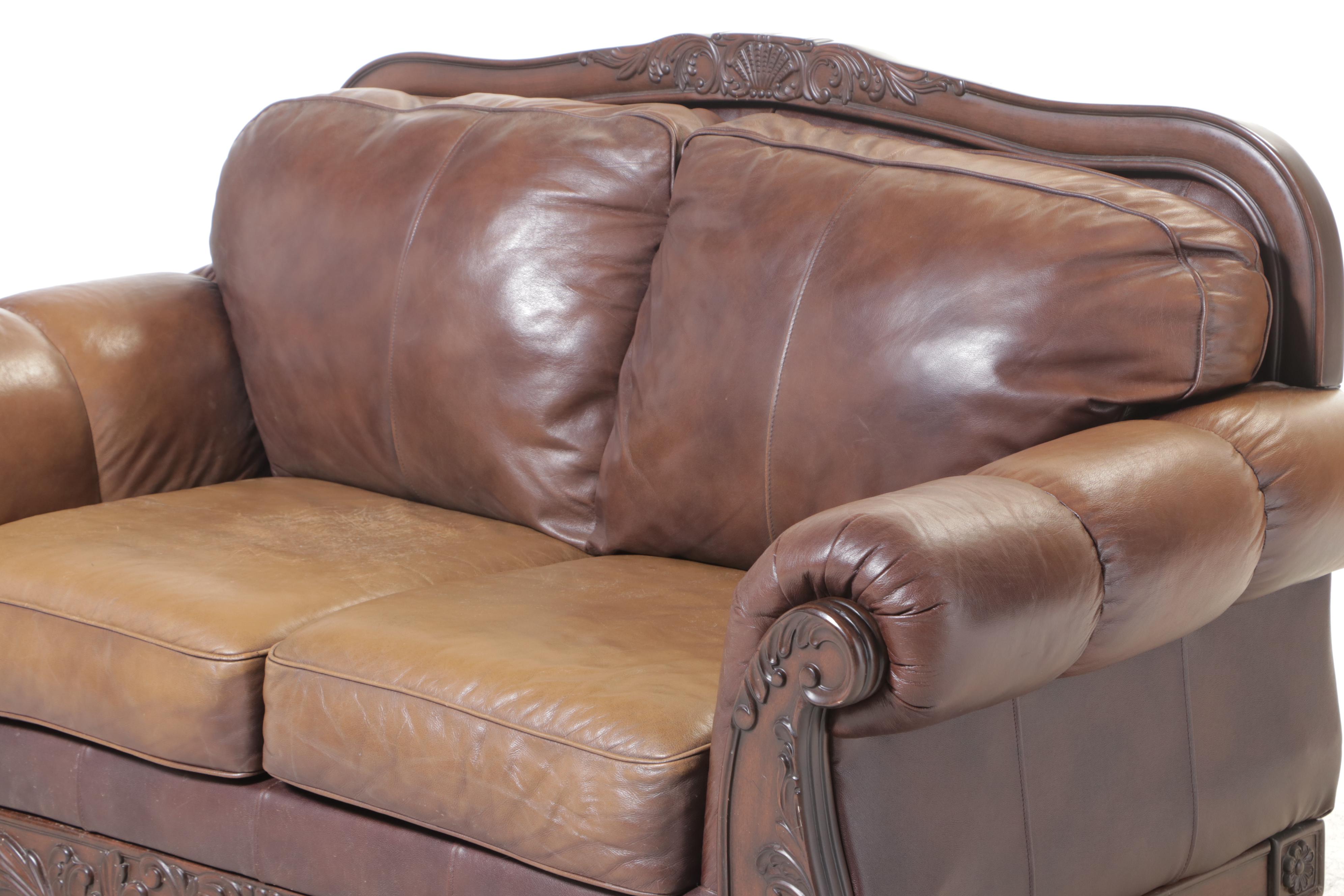 Ashley Furniture Leather-Upholstered Loveseat Sofa