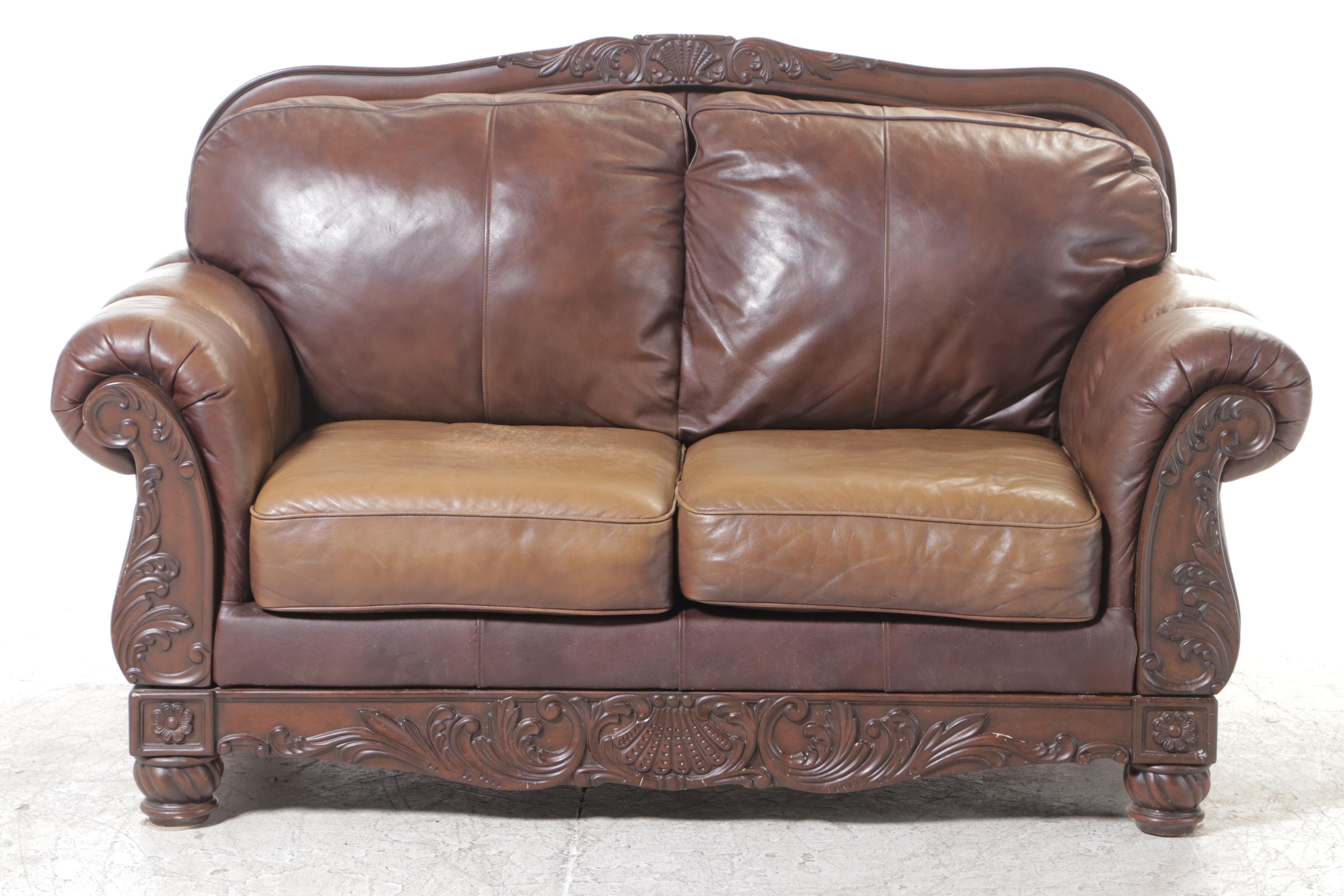 Ashley Furniture Leather-Upholstered Loveseat Sofa