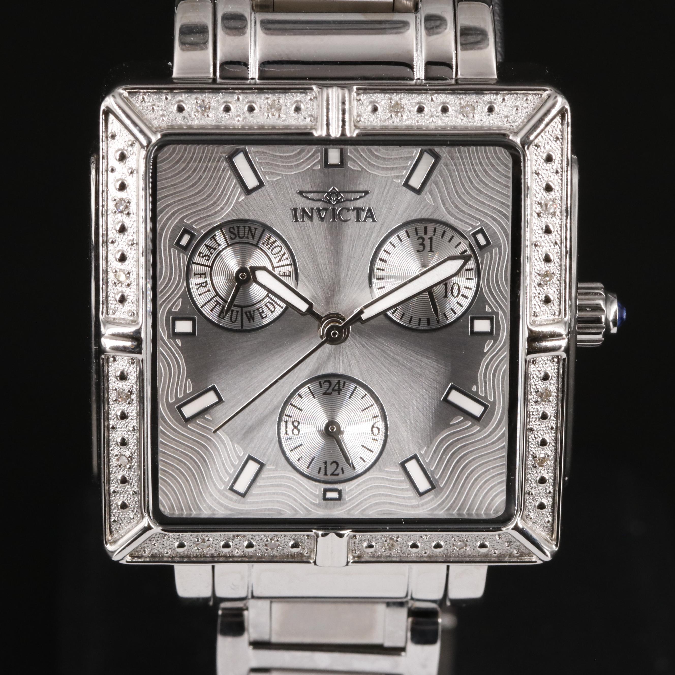 Invicta Stainless Steel and Diamond Watch