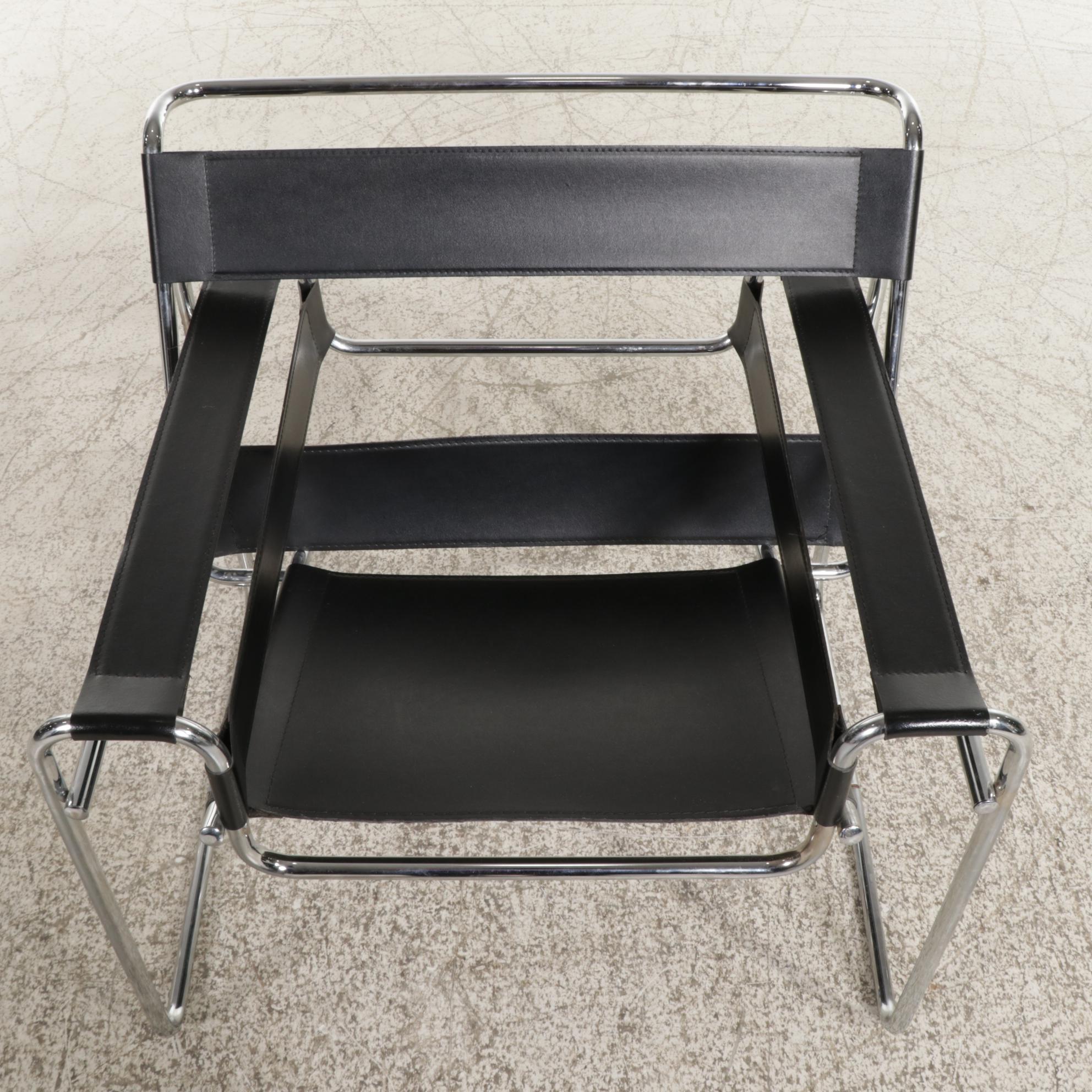 Chrome and Faux Leather Modern Wassily Chair