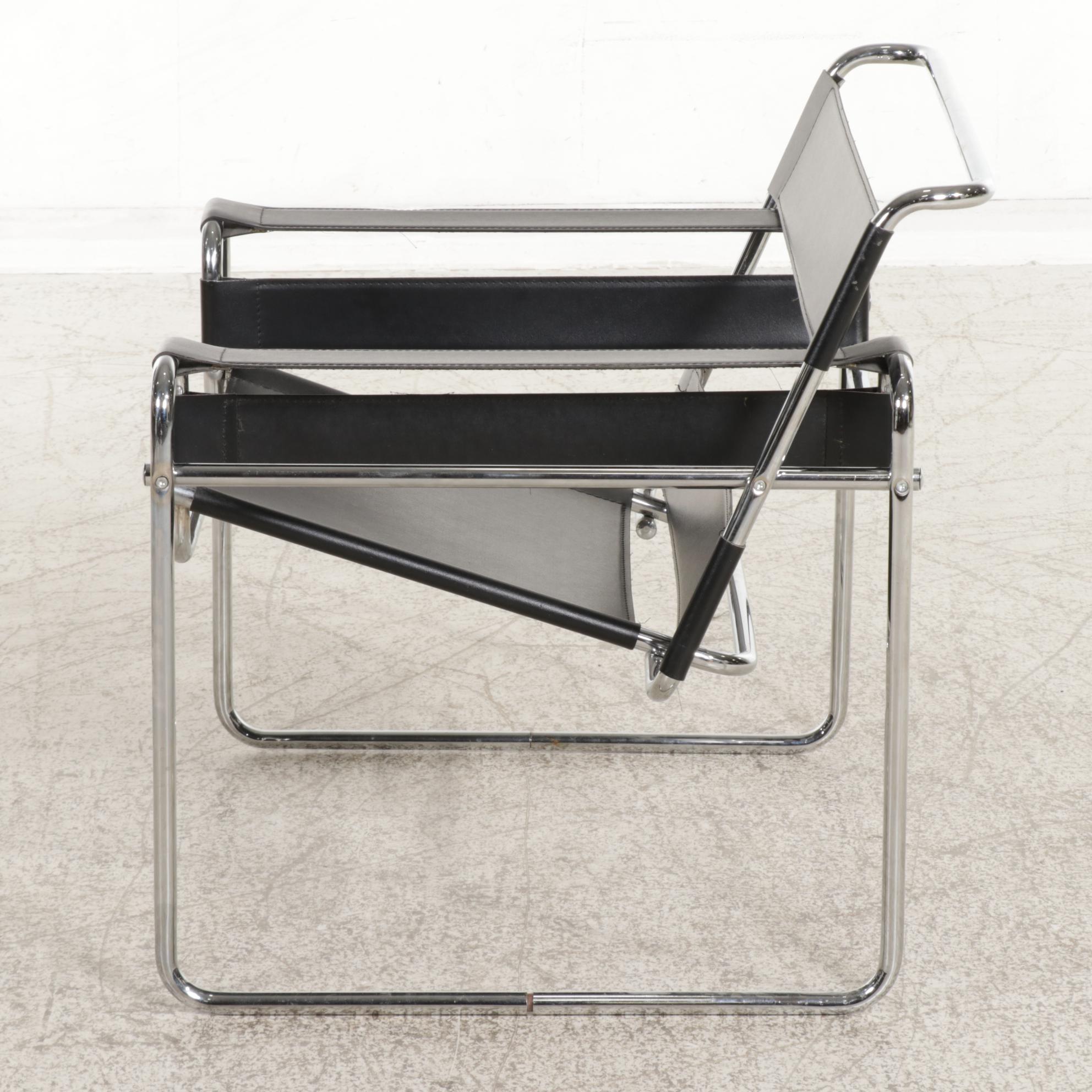 Chrome and Faux Leather Modern Wassily Chair