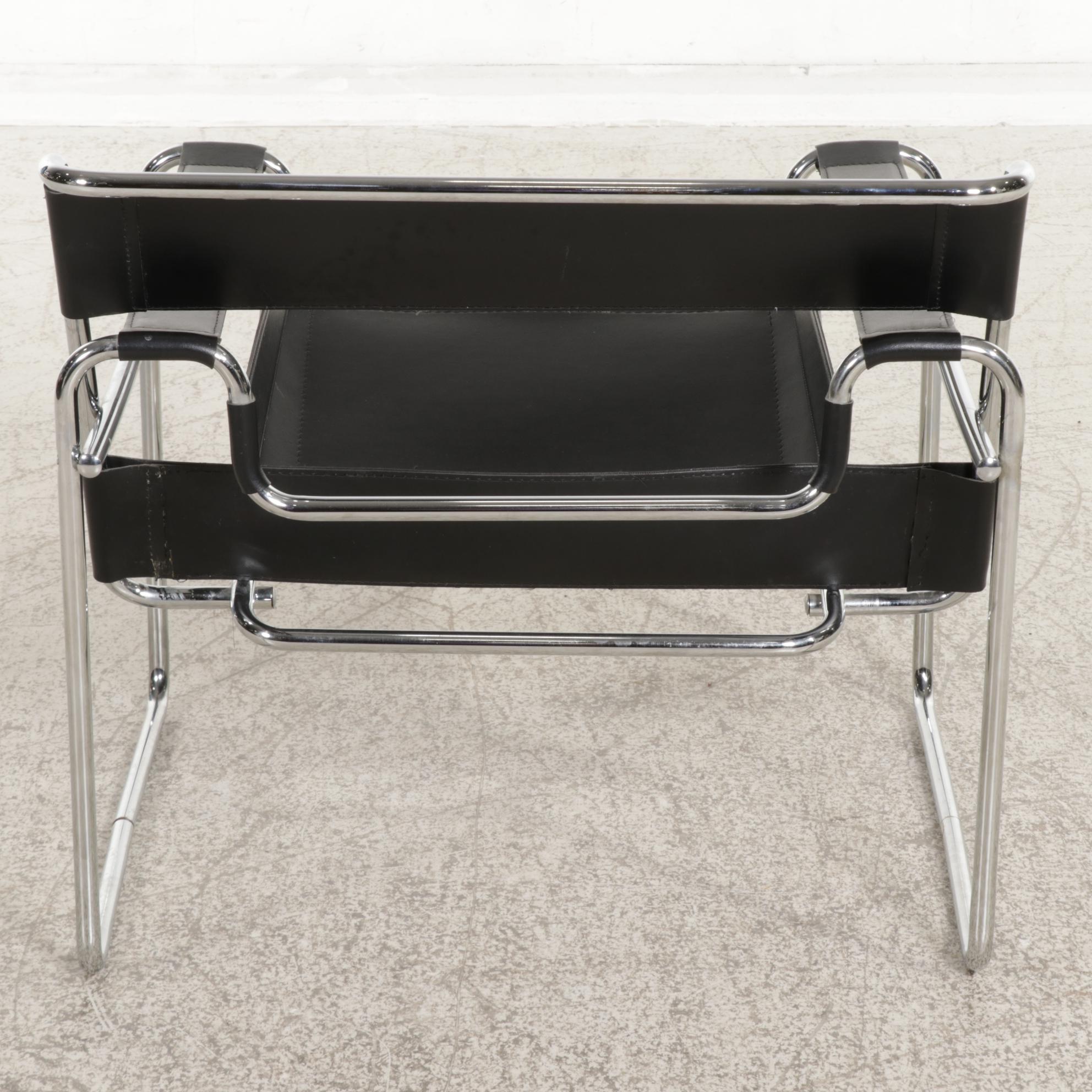 Chrome and Faux Leather Modern Wassily Chair