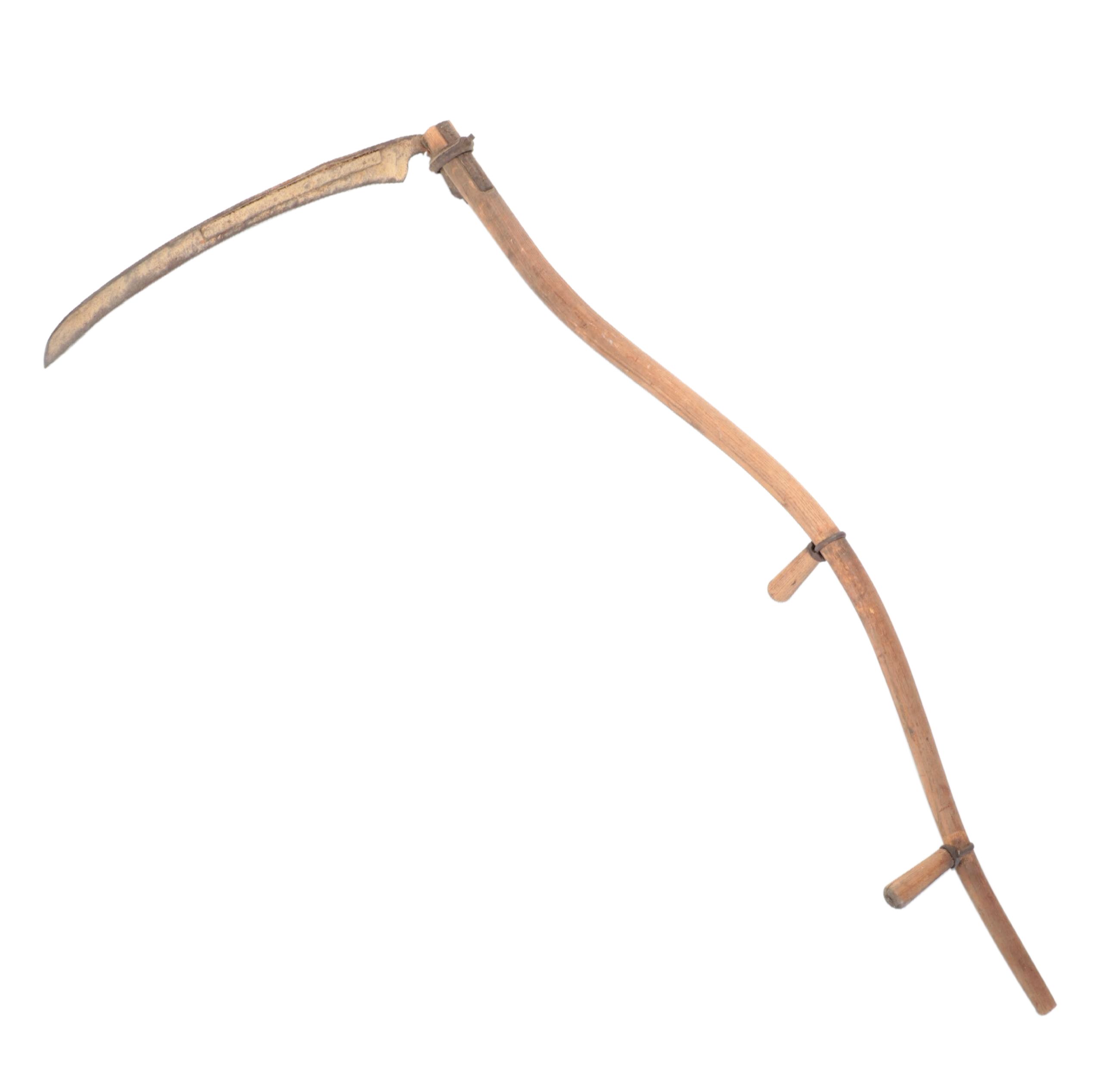 Primitive Style Wood and Metal Garden Scythe