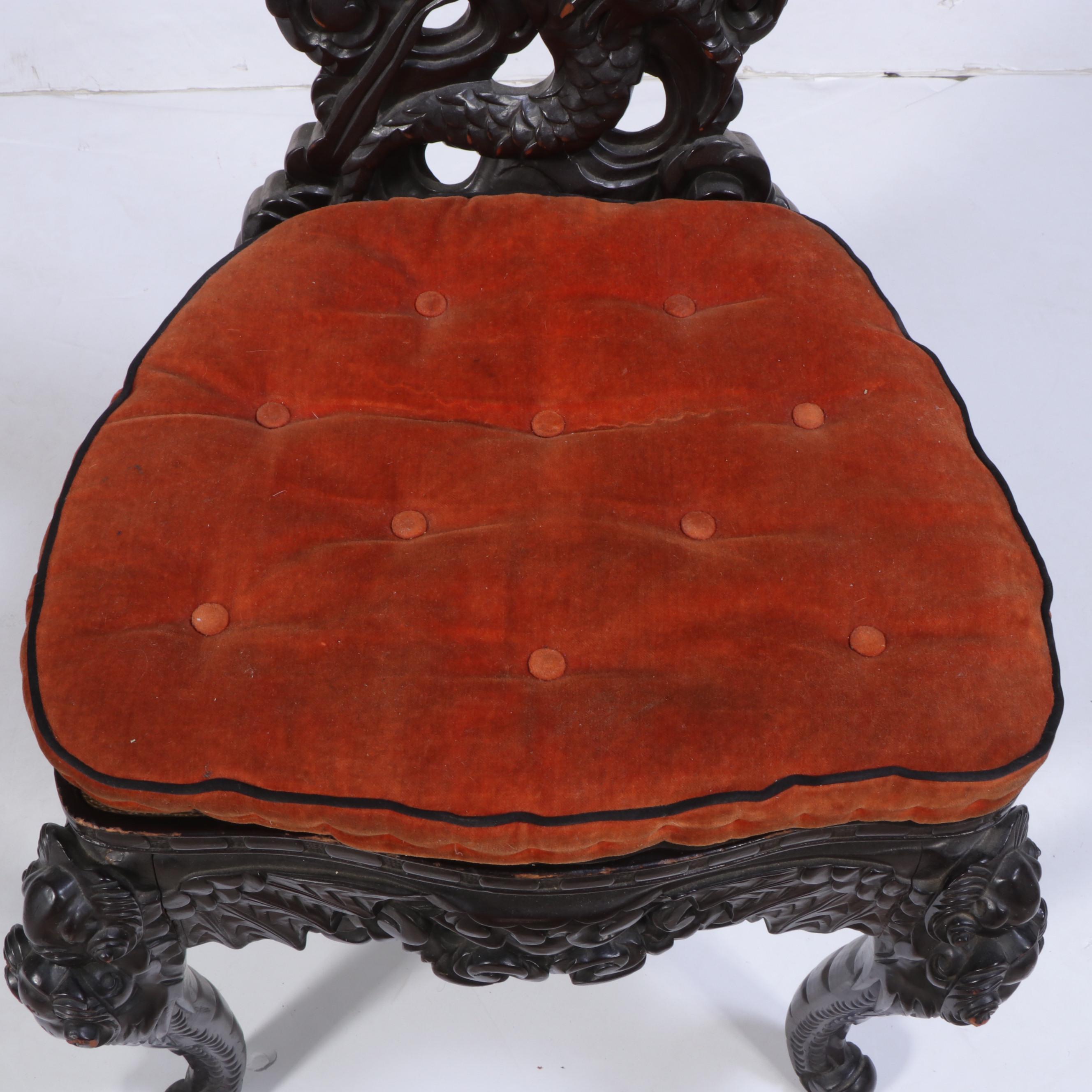 Chinese Ornately-Carved "Dragon" Side Chair