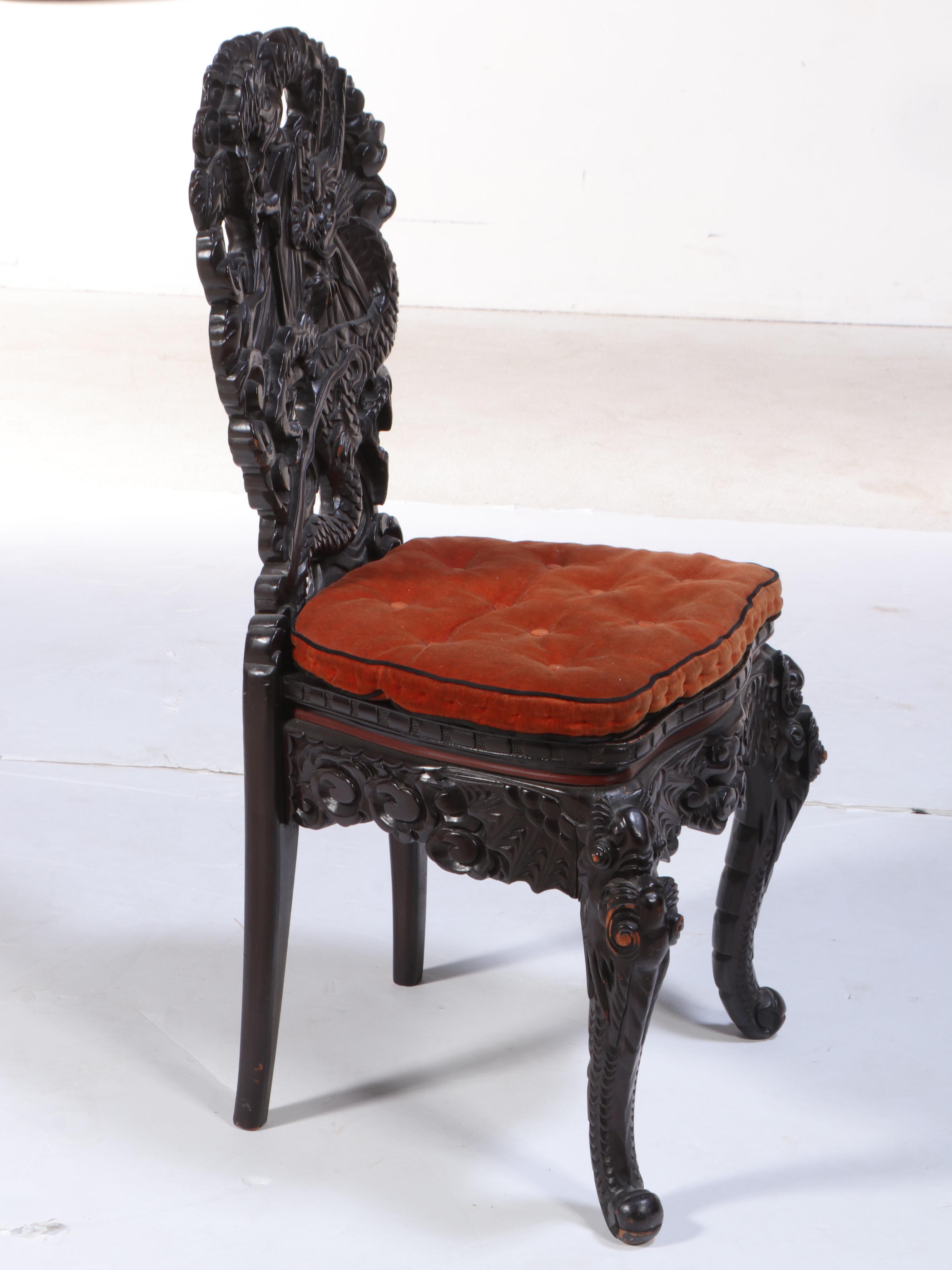 Chinese Ornately-Carved "Dragon" Side Chair