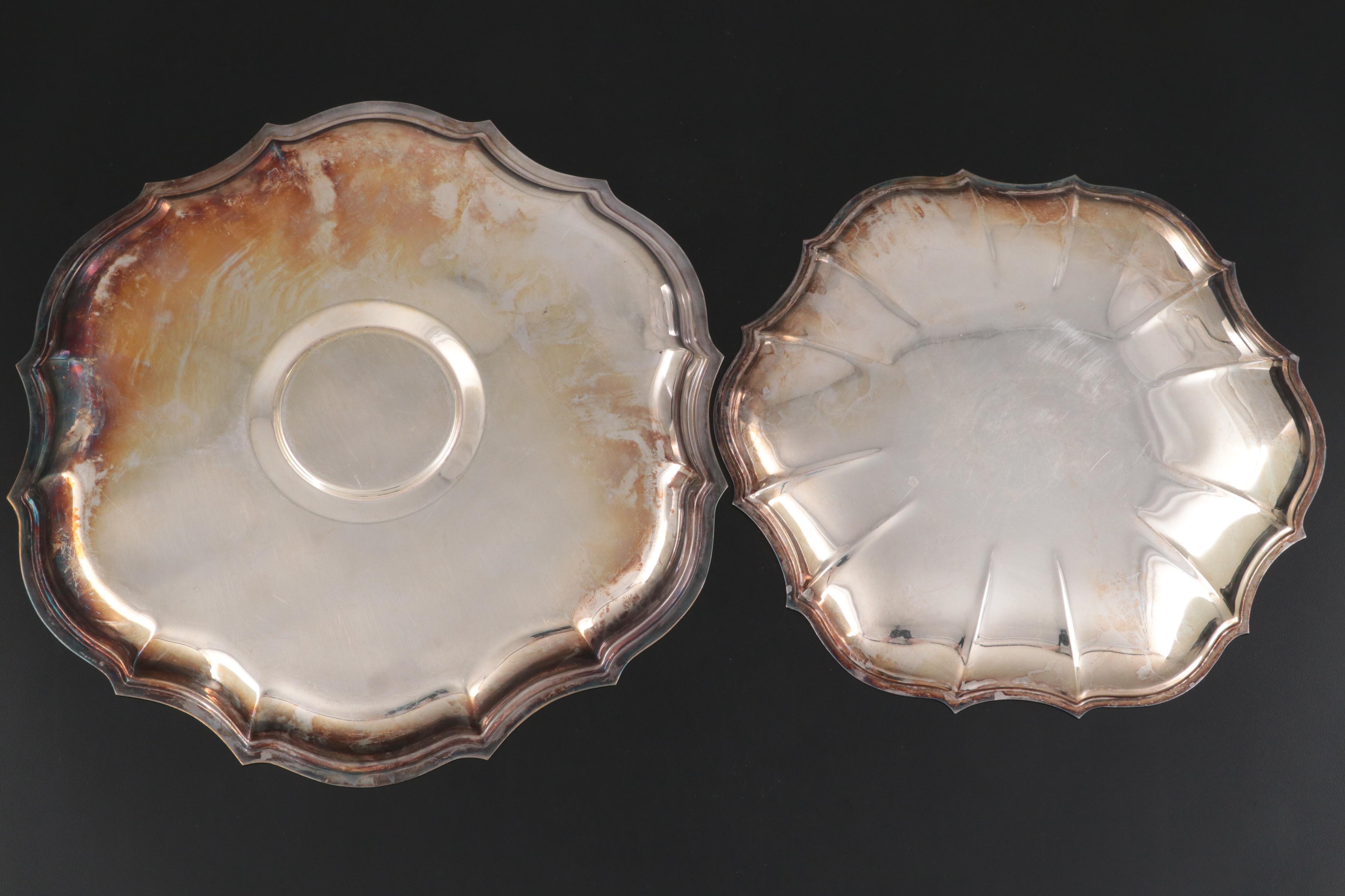 Reed & Barton "Salem" and Other Silver Plate Trays, Mid to Late 20th C.