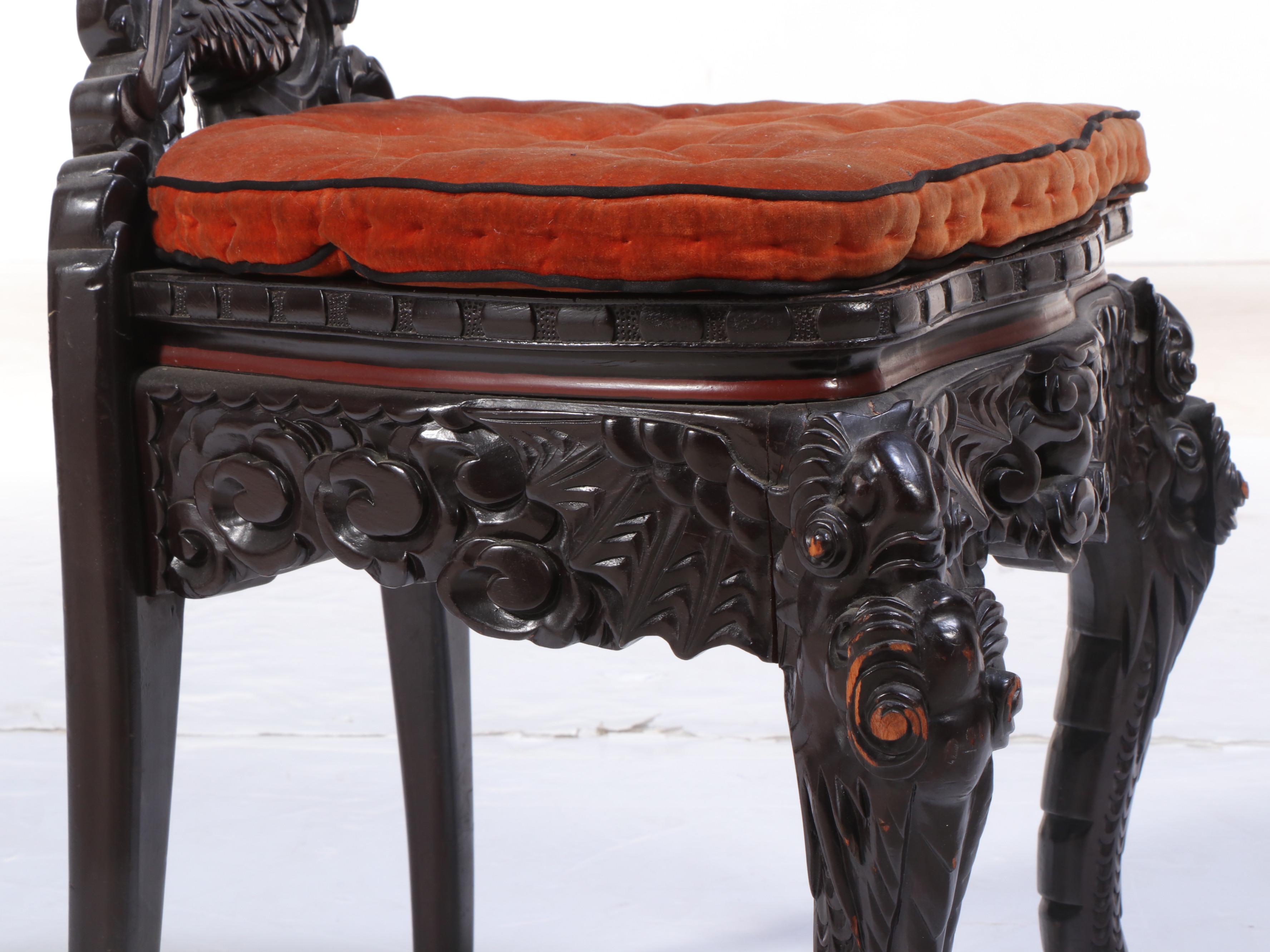 Chinese Ornately-Carved "Dragon" Side Chair