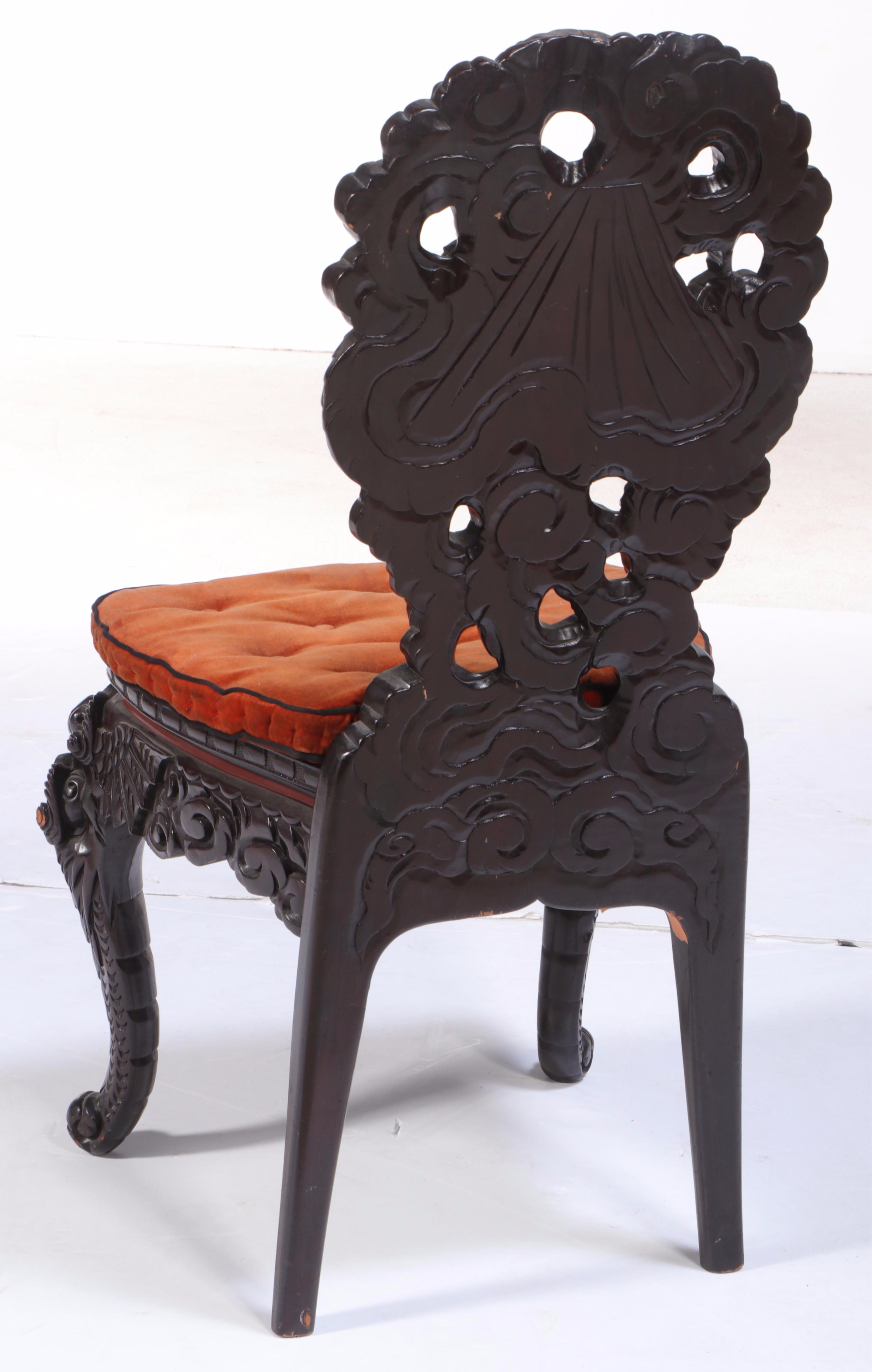 Chinese Ornately-Carved "Dragon" Side Chair