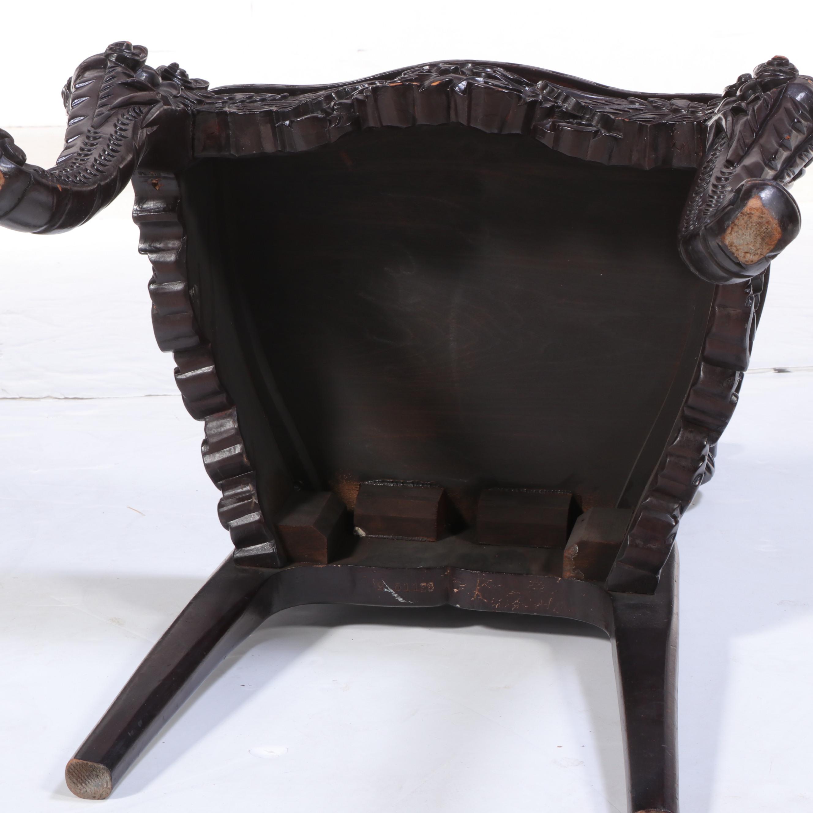 Chinese Ornately-Carved "Dragon" Side Chair