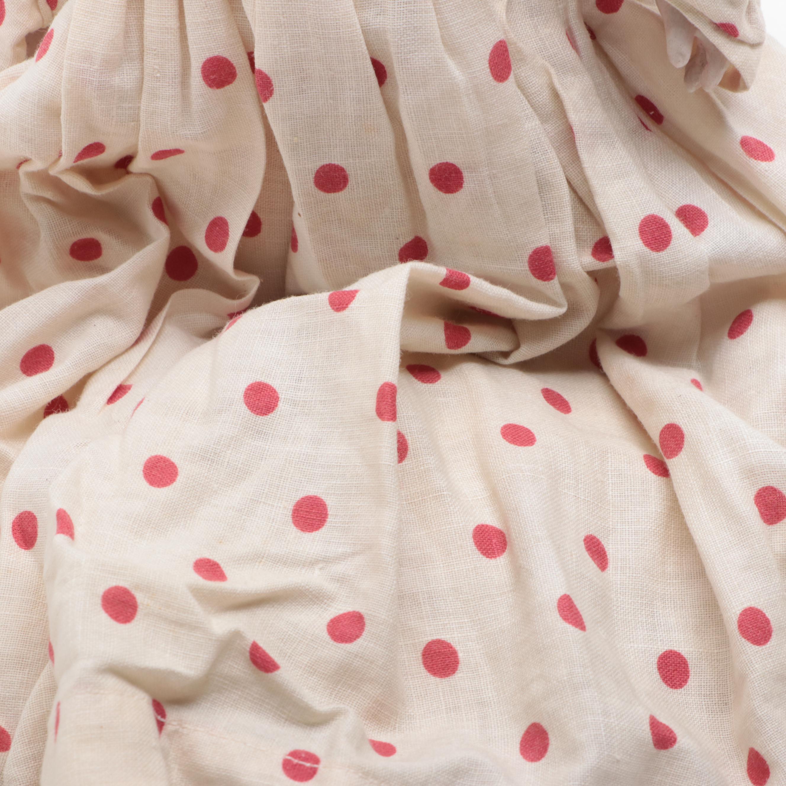 Antique Bisque Doll with Glass Eyes in Polka Dot Dress