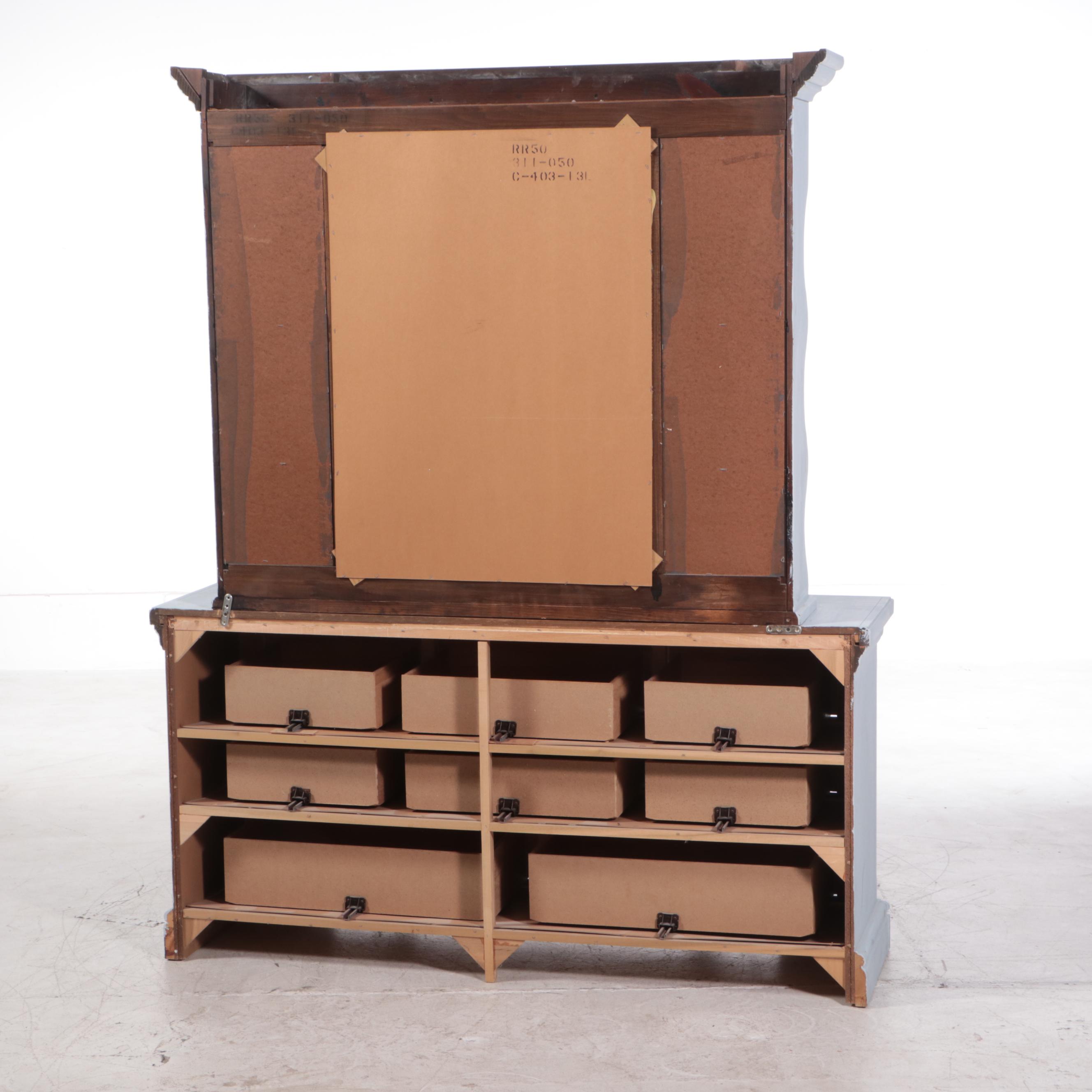 Light Blue-Painted Wood Dresser With Mirror