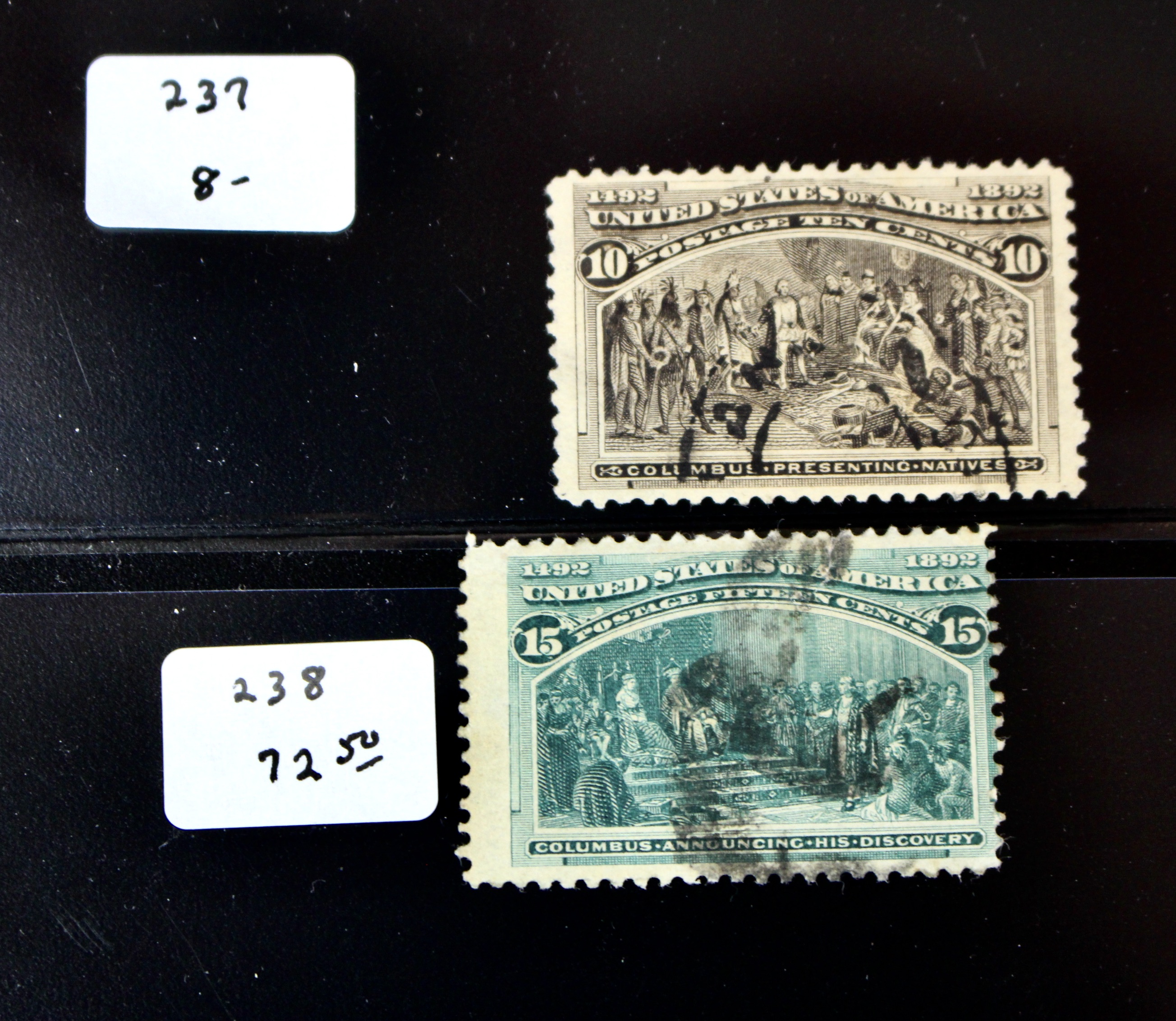 Nine Different Used 1893 Columbian Exposition Postage Stamps